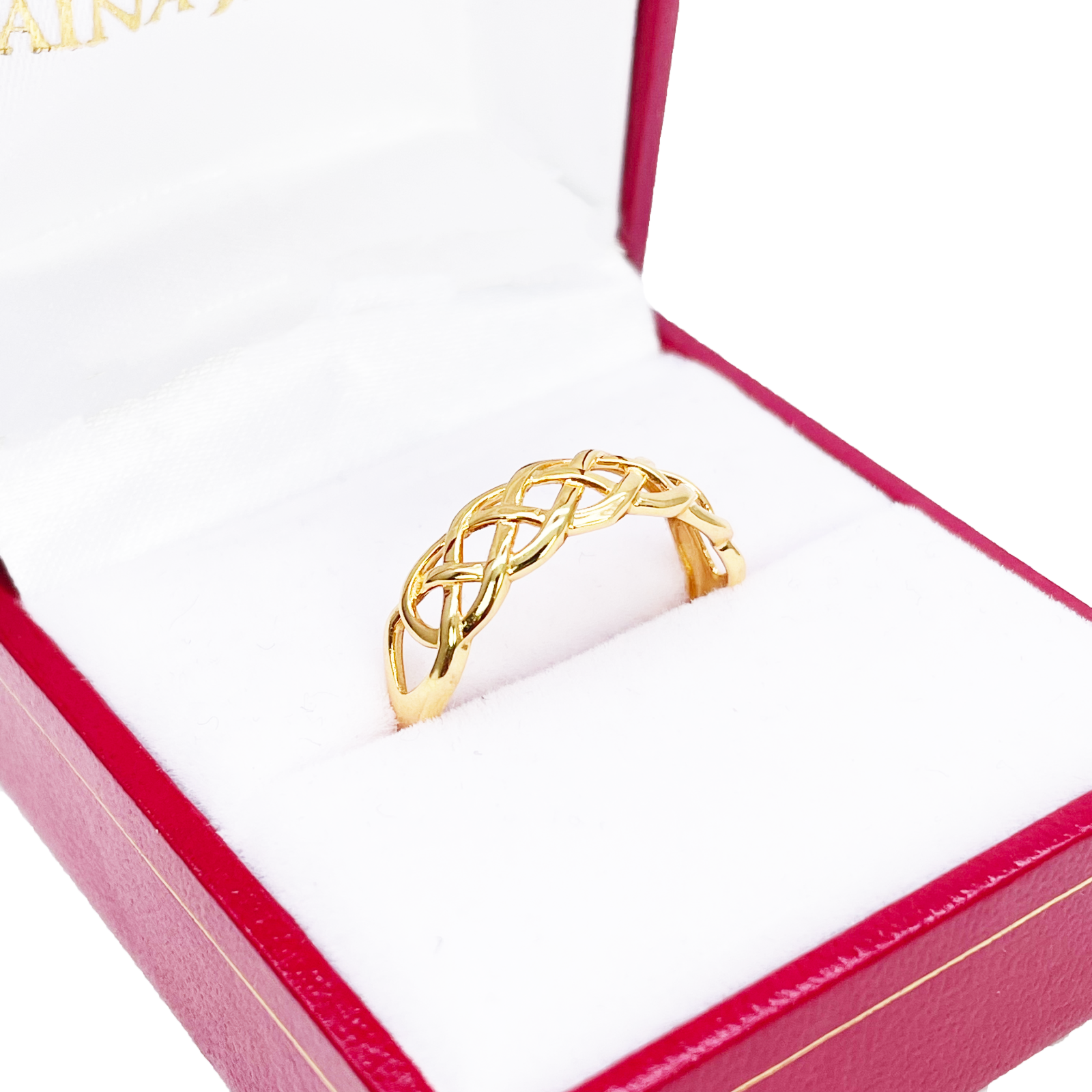 22ct Gold Celtic Knot Ring High Polished Loose Braided Design 6 mm Width Size N 