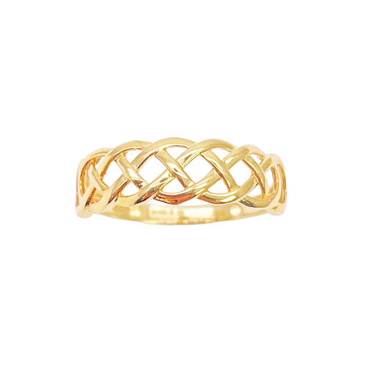 22ct Gold Celtic Knot Ring High Polished Loose Braided Design 6 mm Width Size N 