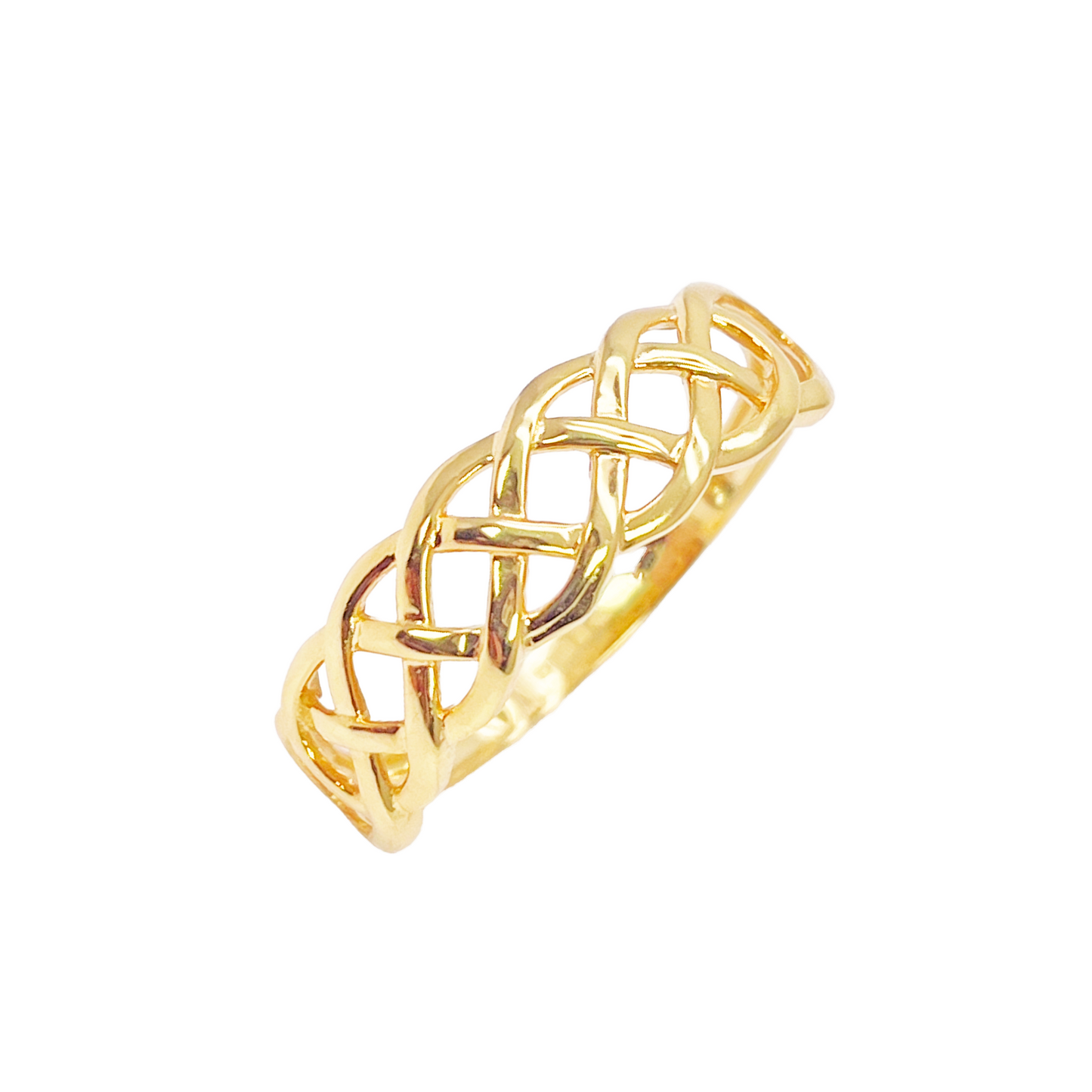 22ct Gold Celtic Knot Ring High Polished Loose Braided Design 6 mm Width Size N 