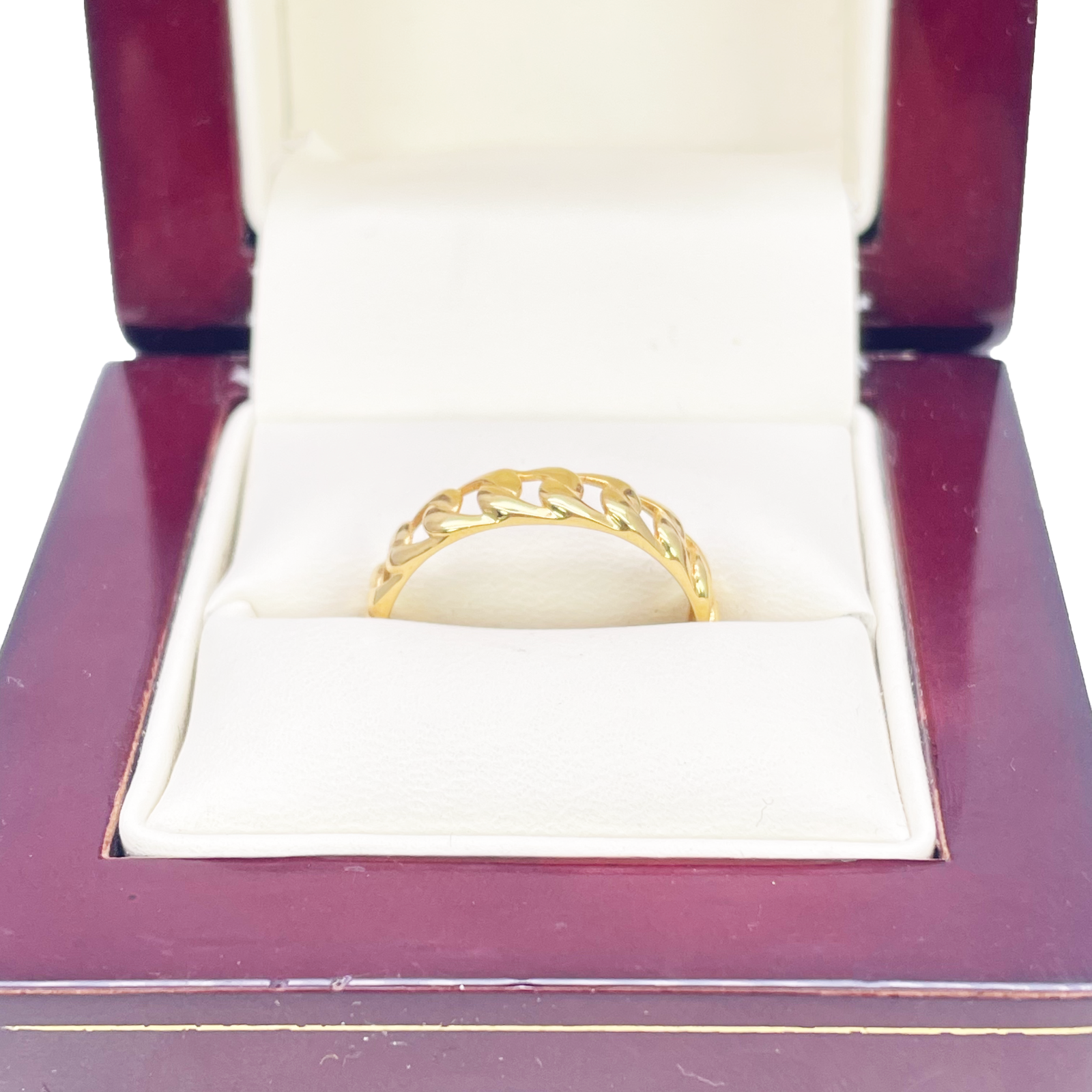 22ct Gold Cuban Link Ring High Polished Women's 4.4mm Width Size N 