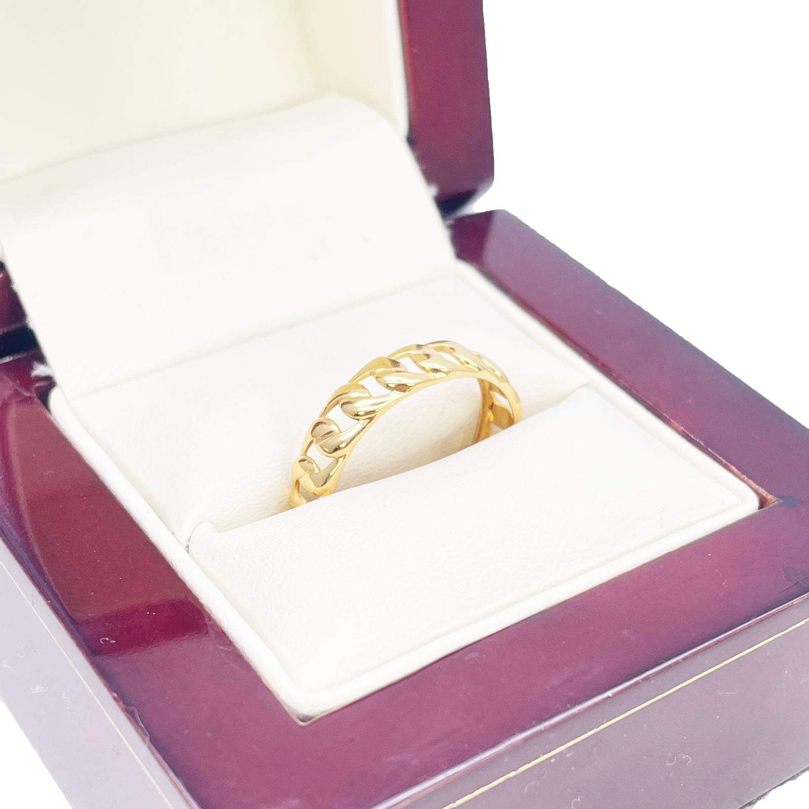 22ct Gold Cuban Link Ring High Polished Women's 4.4mm Width Size N 