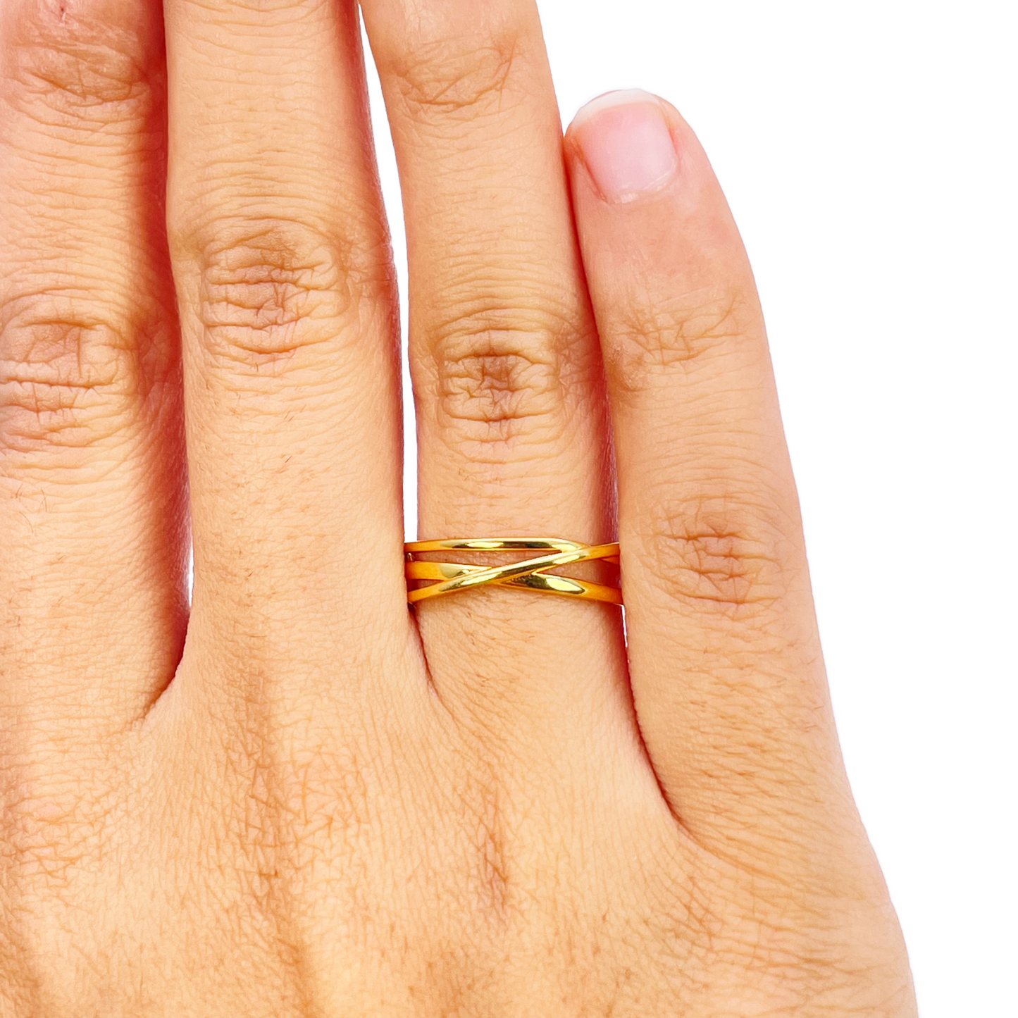 22ct Gold Crossover Ring High Polished 4.4 mm Width Size M  Diamond Bracelets