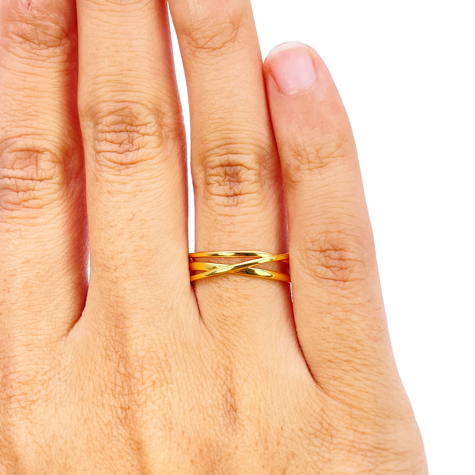 22ct Gold Crossover Ring High Polished 4.4 mm Width Size M  Diamond Bracelets