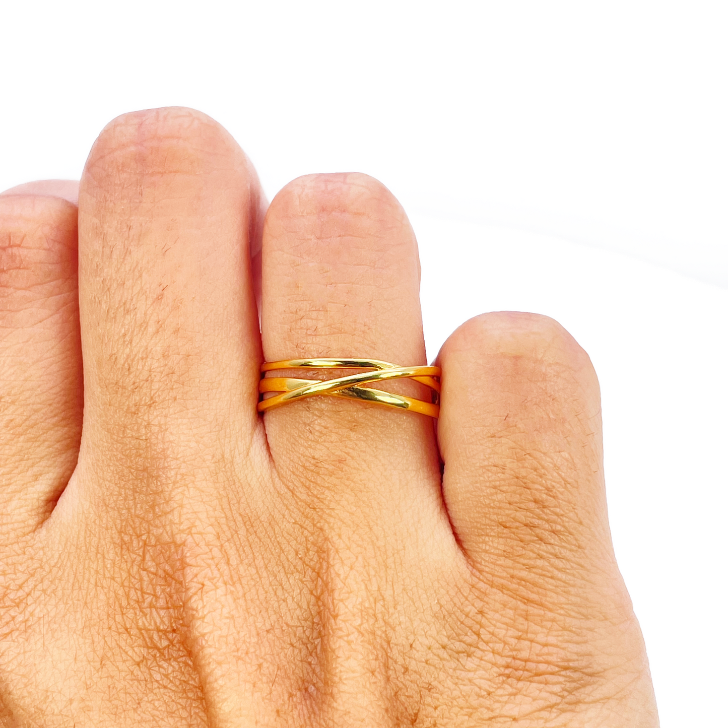 22ct Gold Crossover Ring High Polished 4.4 mm Width Size M  Diamond Bracelets