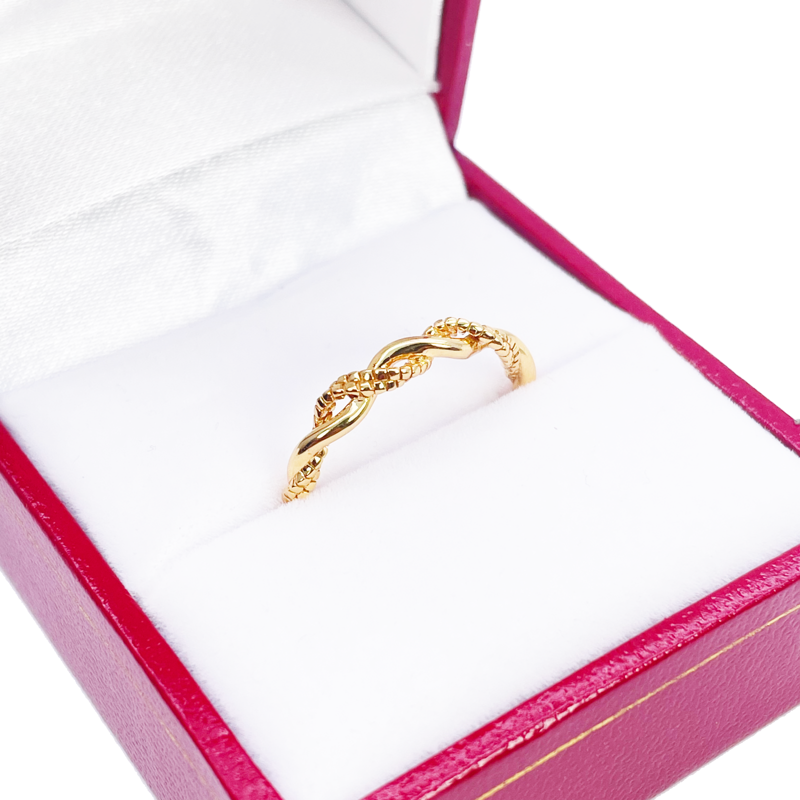 22ct Gold Twisted Ring Braided Crossover High Polished 3 mm Width Size L 