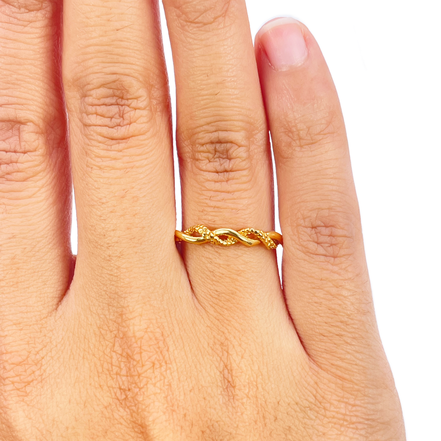 22ct Gold Twisted Ring Braided Crossover High Polished 3 mm Width Size L 