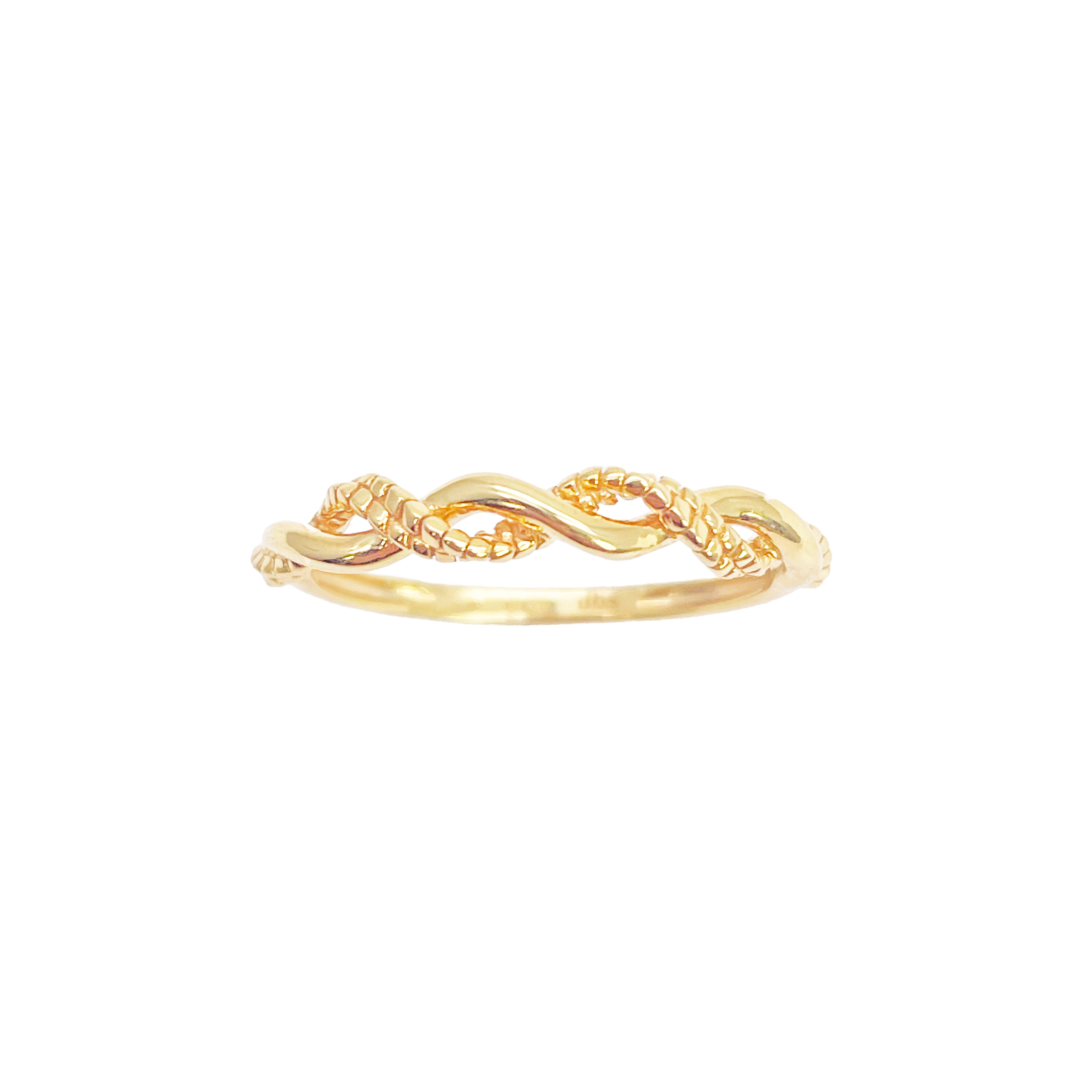 22ct Gold Twisted Ring Braided Crossover High Polished 3 mm Width Size L 
