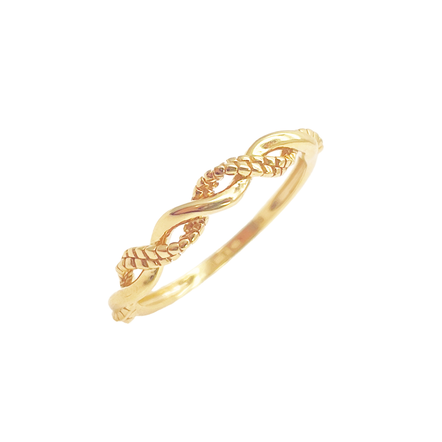 22ct Gold Twisted Ring Braided Crossover High Polished 3 mm Width Size L 
