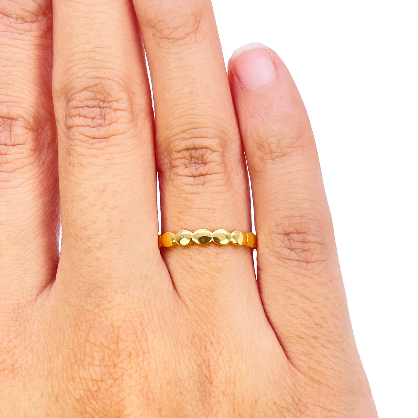 22ct Gold Pebble Dot Ring High Polished 2.7 mm Width Size M 