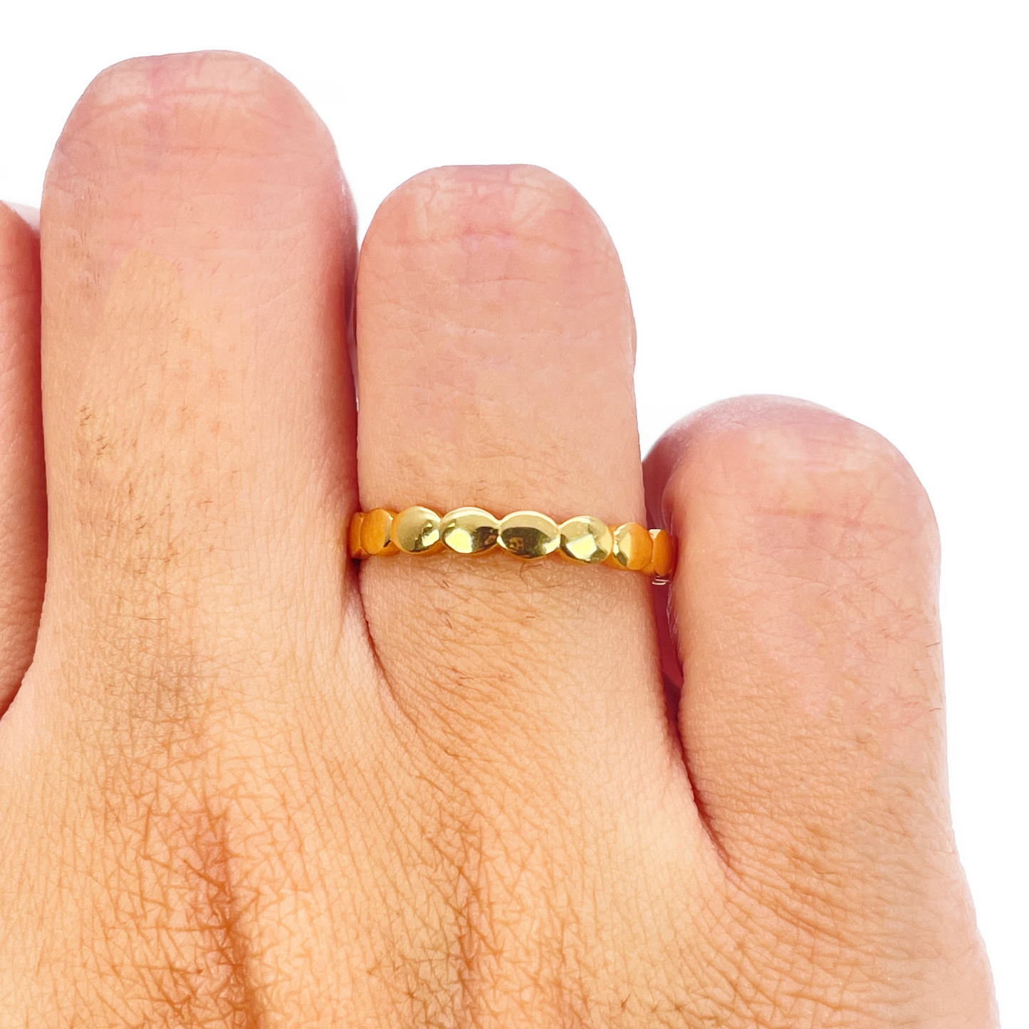 22ct Gold Pebble Dot Ring High Polished 2.7 mm Width Size M 