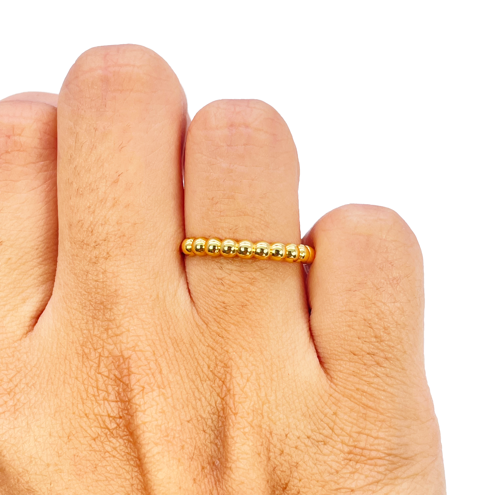 22ct Gold Beaded Ring High Polished 2.7 mm Width Size M 