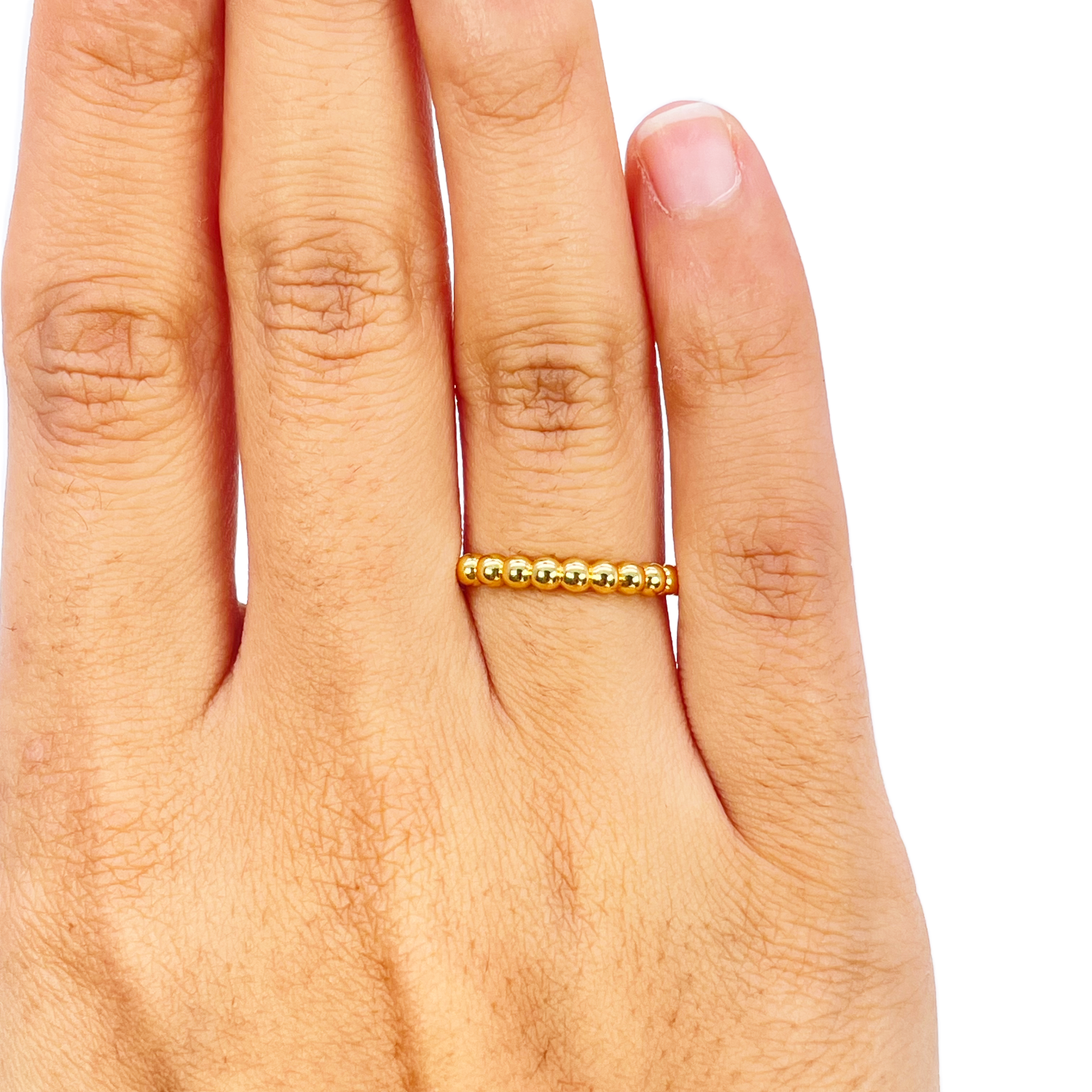 22ct Gold Beaded Ring High Polished 2.7 mm Width Size M 