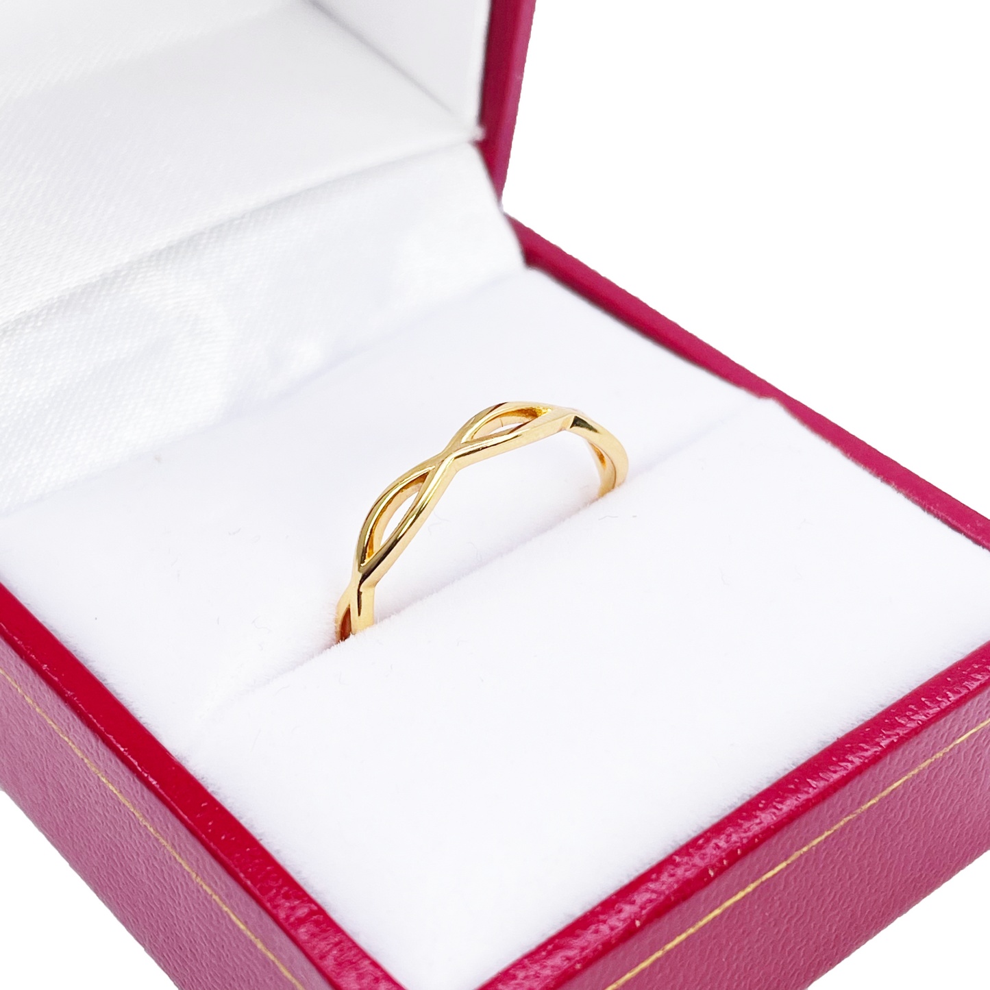 22ct Gold Twisted Wave Minimalist Ring High Polished 3 mm Width Size M1/2 