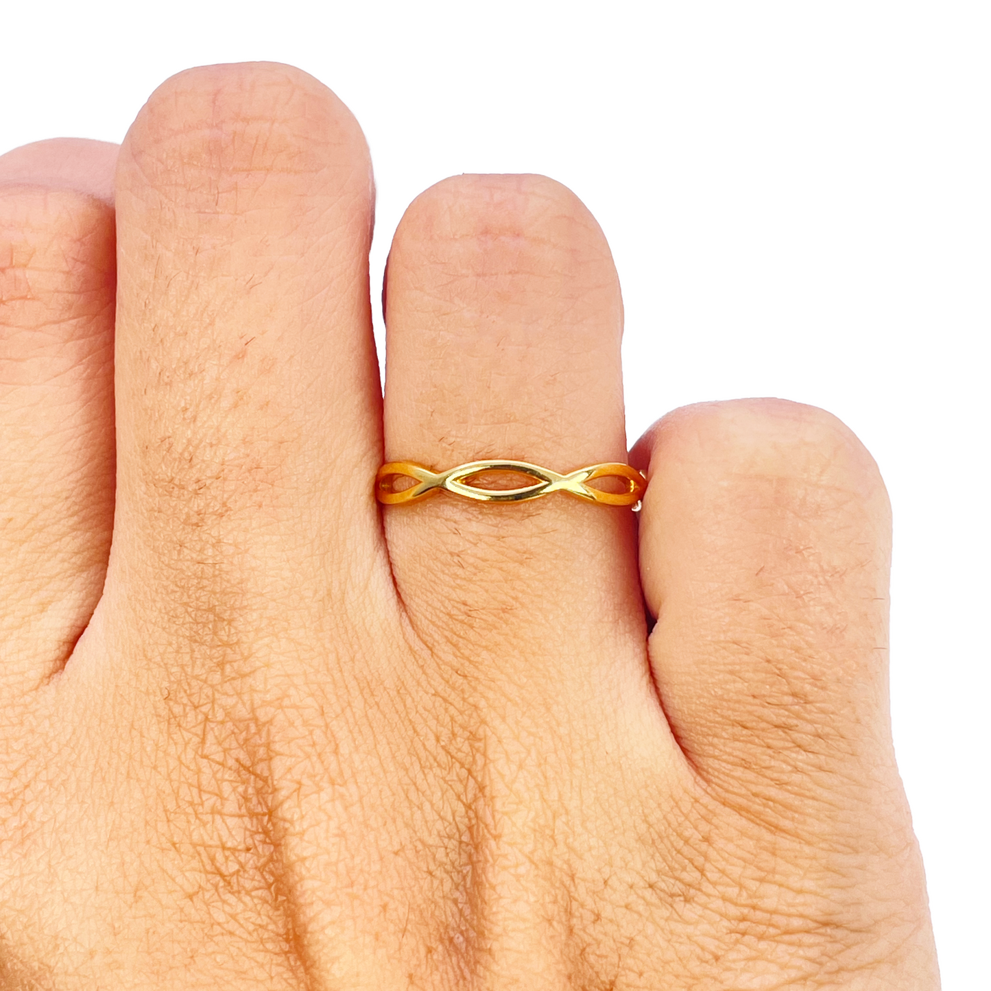 22ct Gold Twisted Wave Minimalist Ring High Polished 3 mm Width Size M1/2 