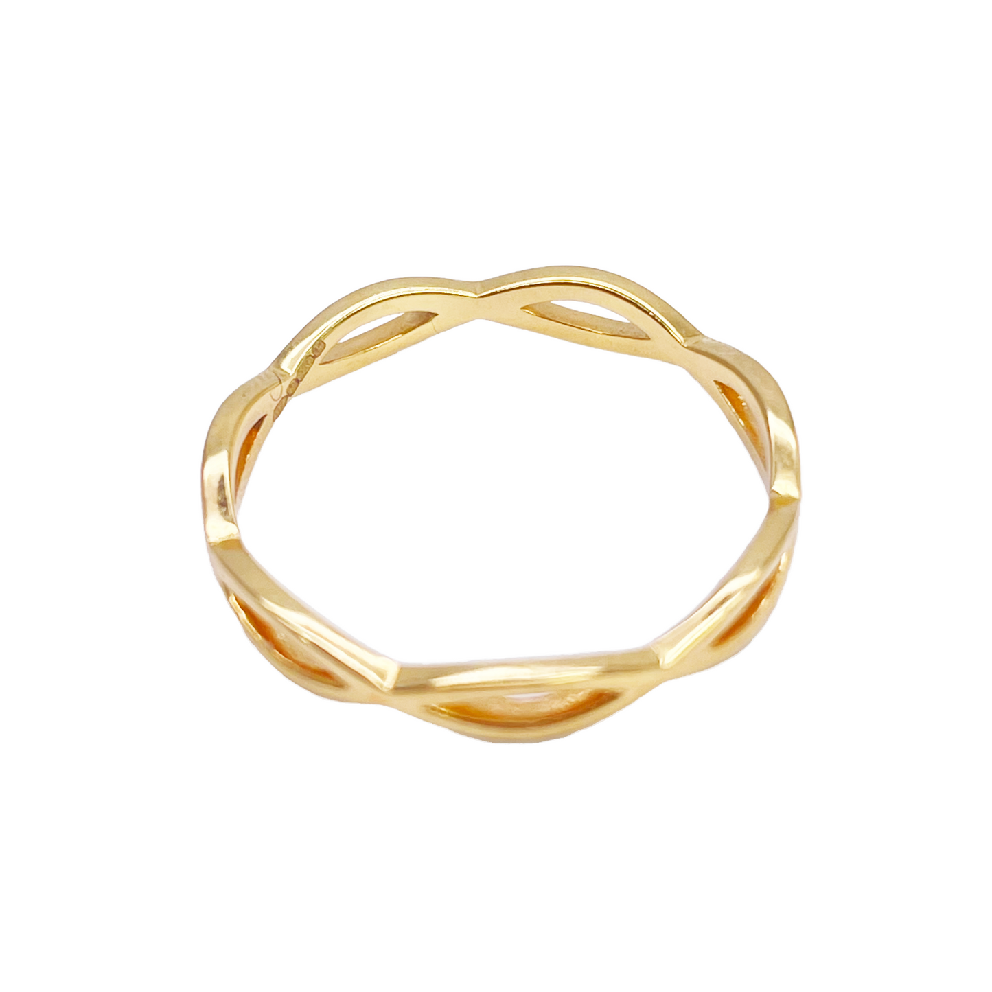22ct Gold Twisted Wave Minimalist Ring High Polished 3 mm Width Size M1/2 