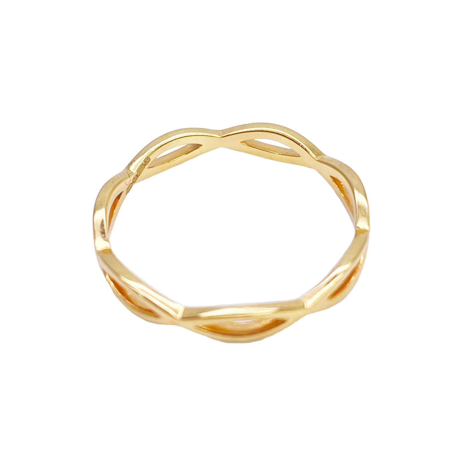22ct Gold Twisted Wave Minimalist Ring High Polished 3 mm Width Size M1/2 