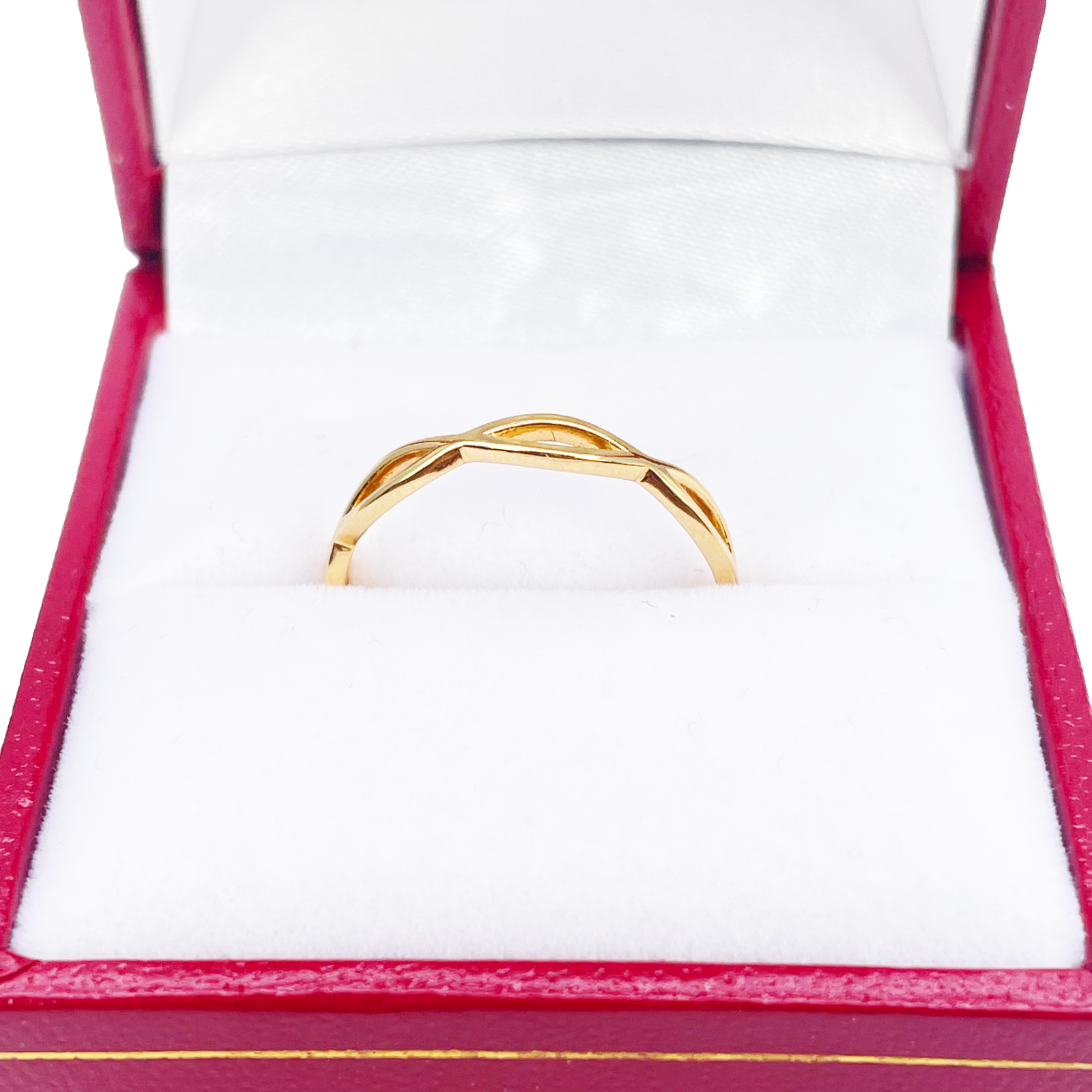 22ct Gold Twisted Wave Minimalist Ring High Polished 3 mm Width Size M1/2 