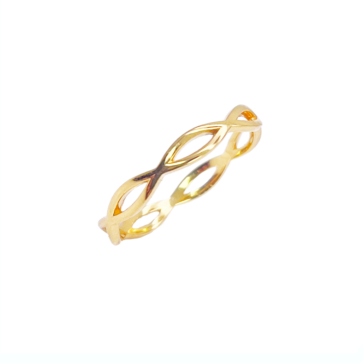 22ct Gold Twisted Wave Minimalist Ring High Polished 3 mm Width Size M1/2 