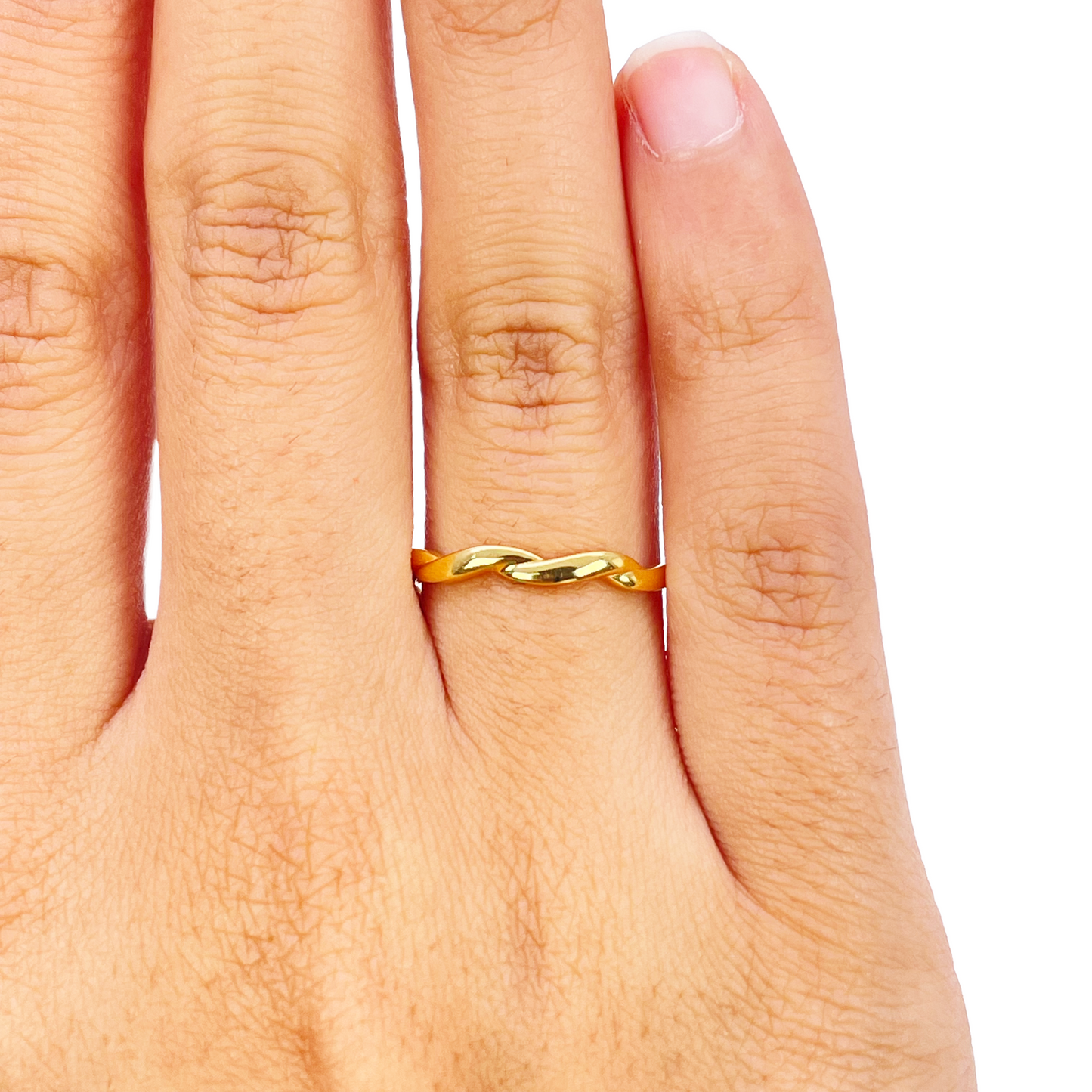 22ct Gold Twisted Wave Minimalist Ring High Polished 2.5 mm Width Size M 