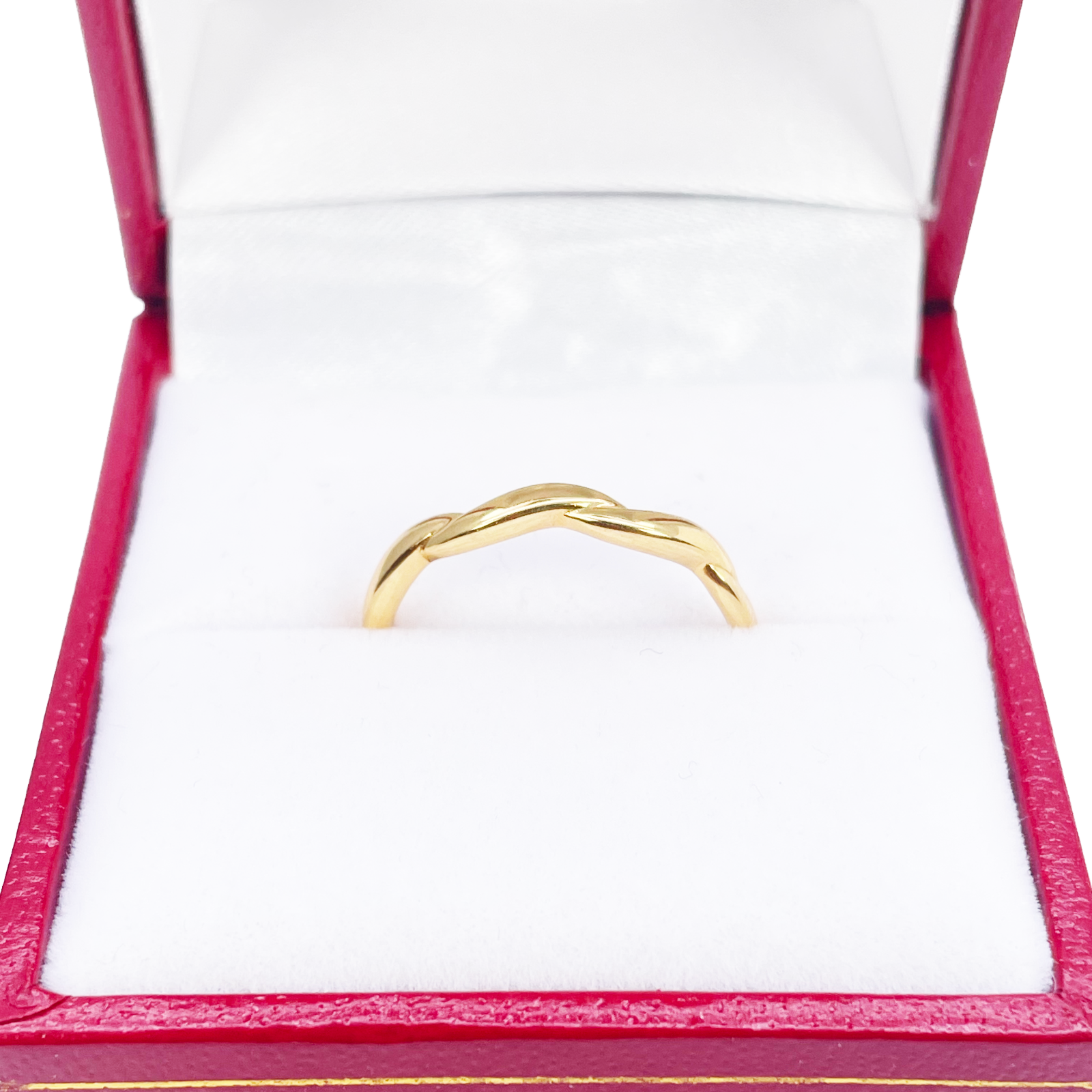 22ct Gold Twisted Wave Minimalist Ring High Polished 2.5 mm Width Size M 