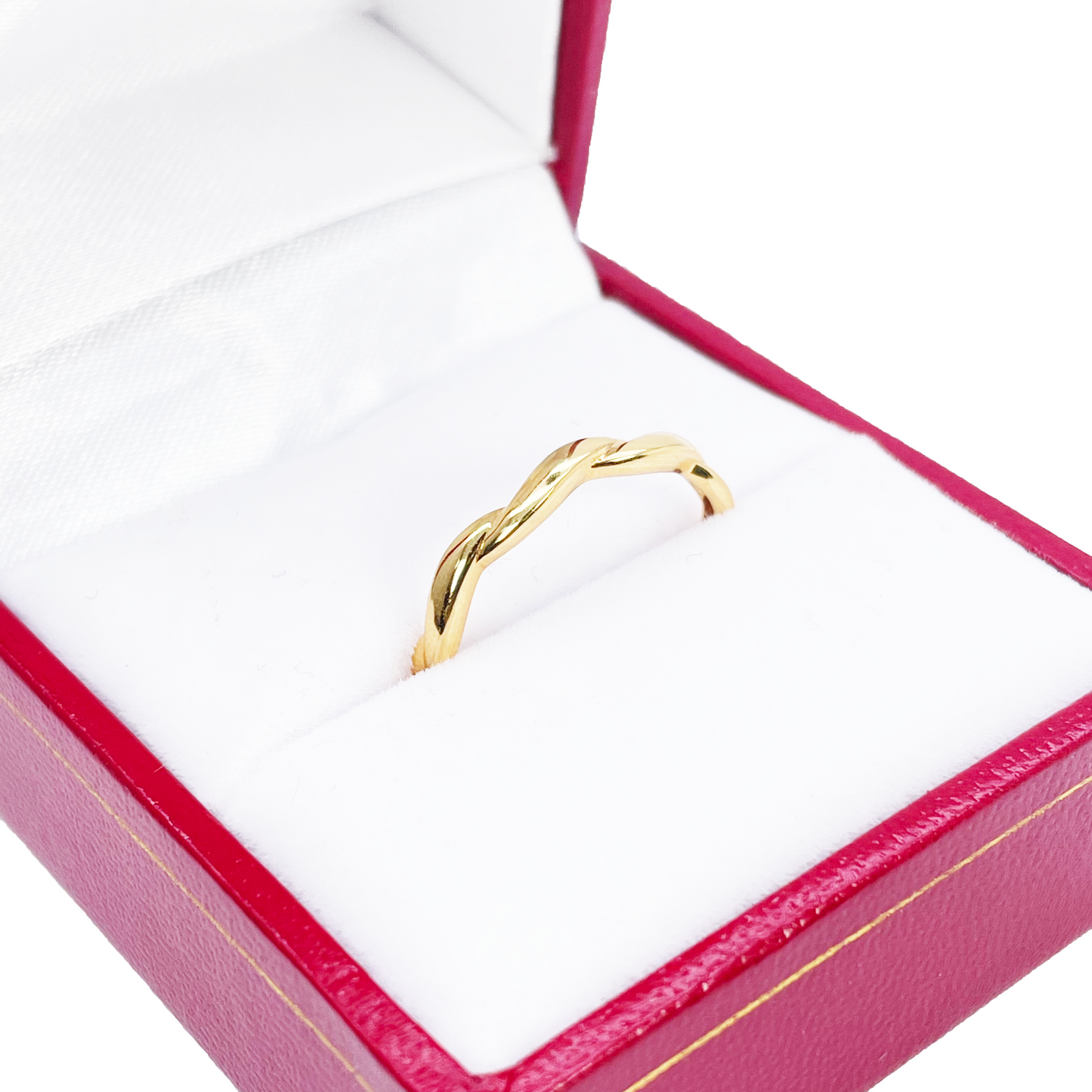 22ct Gold Twisted Wave Minimalist Ring High Polished 2.5 mm Width Size M 