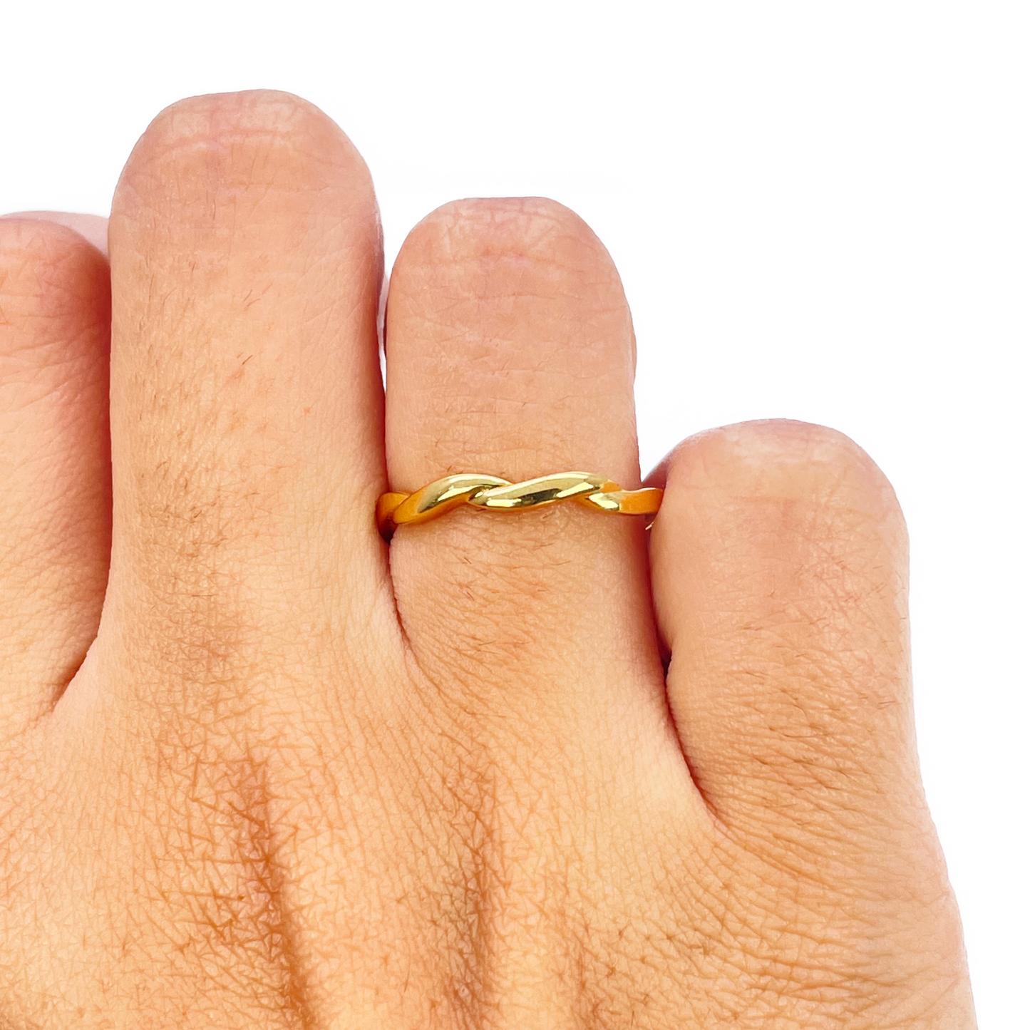 22ct Gold Twisted Wave Minimalist Ring High Polished 2.5 mm Width Size M 