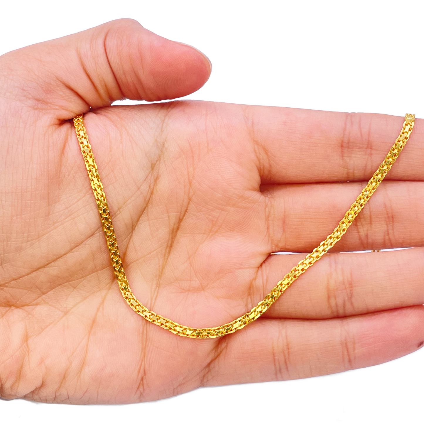22ct Yellow Gold Flat Link Chain Necklace 19 Inches 2.4mm Width