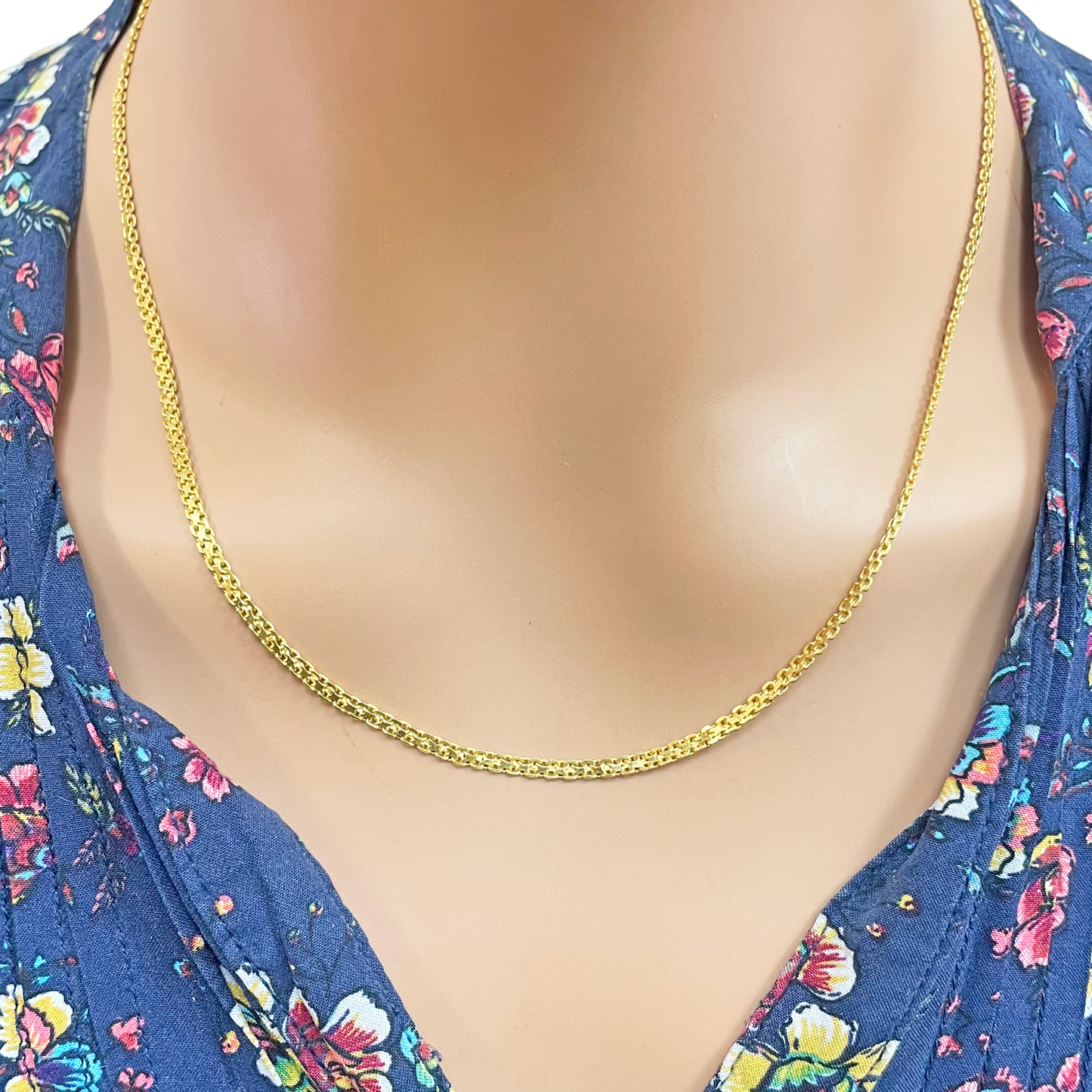 22ct Yellow Gold Flat Link Chain Necklace 19 Inches 2.4mm Width