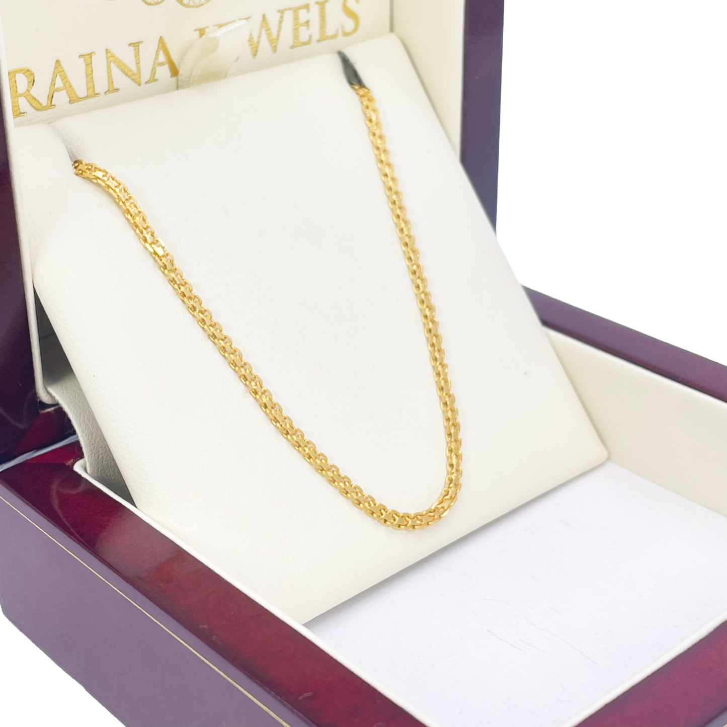 22ct Yellow Gold Flat Link Chain Necklace 19 Inches 2.4mm Width