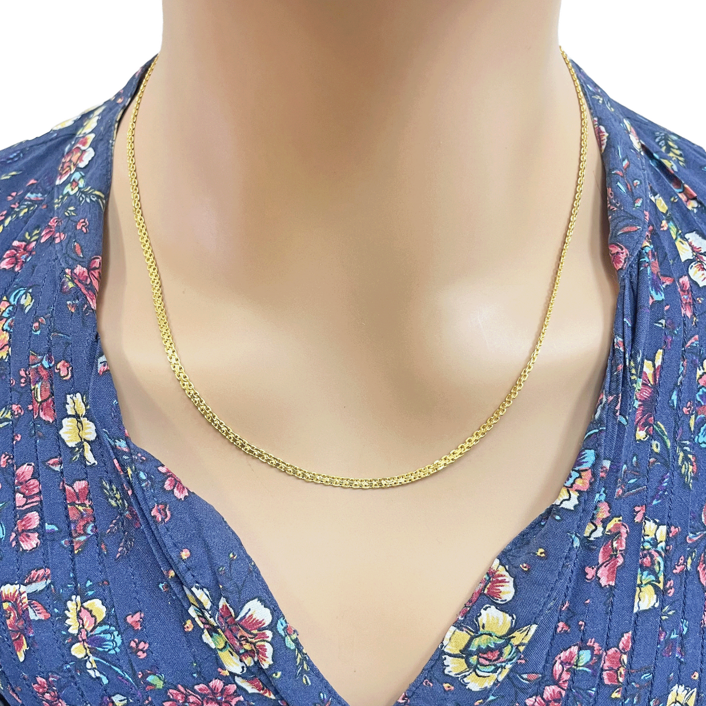 22ct Yellow Gold Flat Link Chain Necklace 19 Inches 2.4mm Width