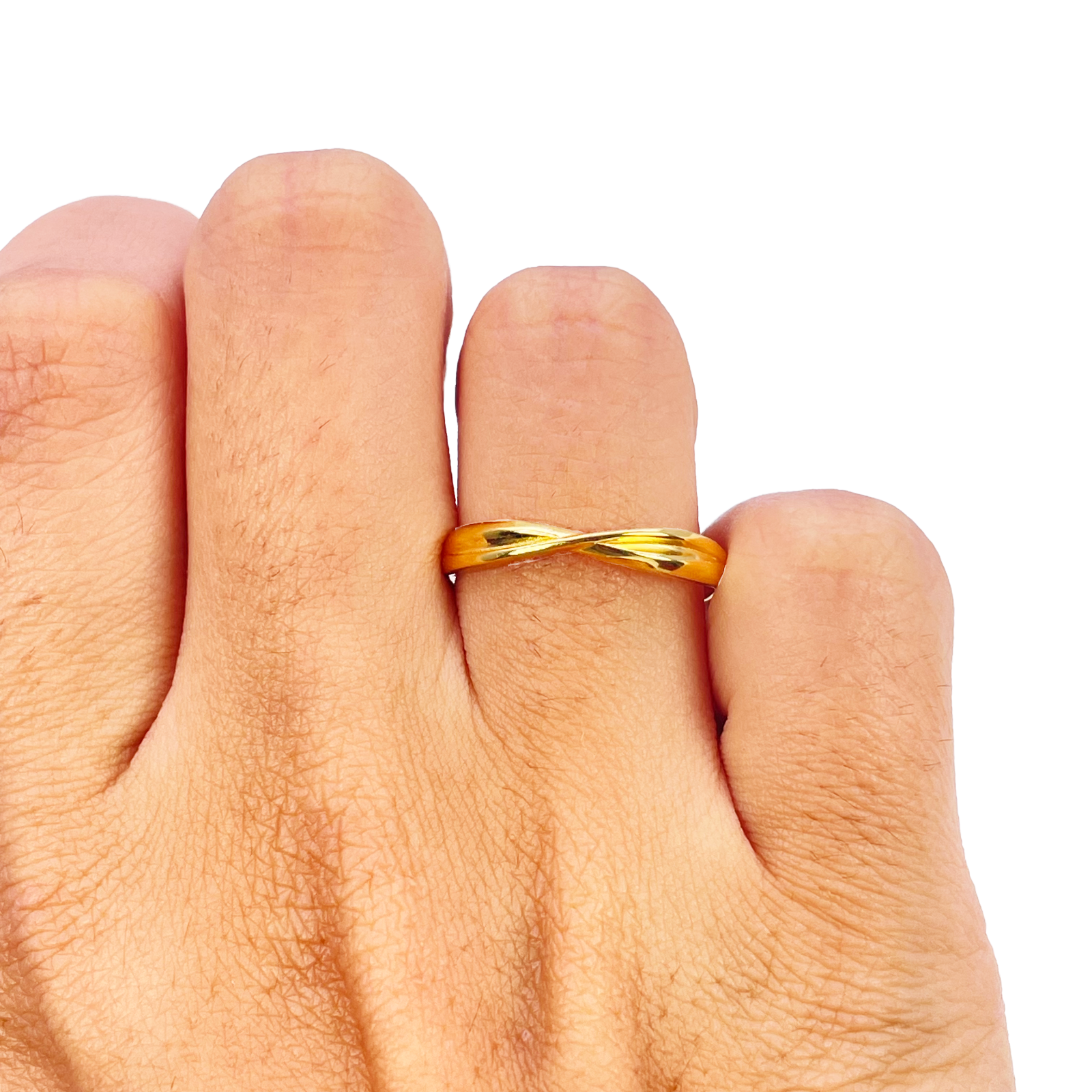 22ct Gold Criss Cross Minimalist Designed Ring High Polished 3 mm Width Size N 