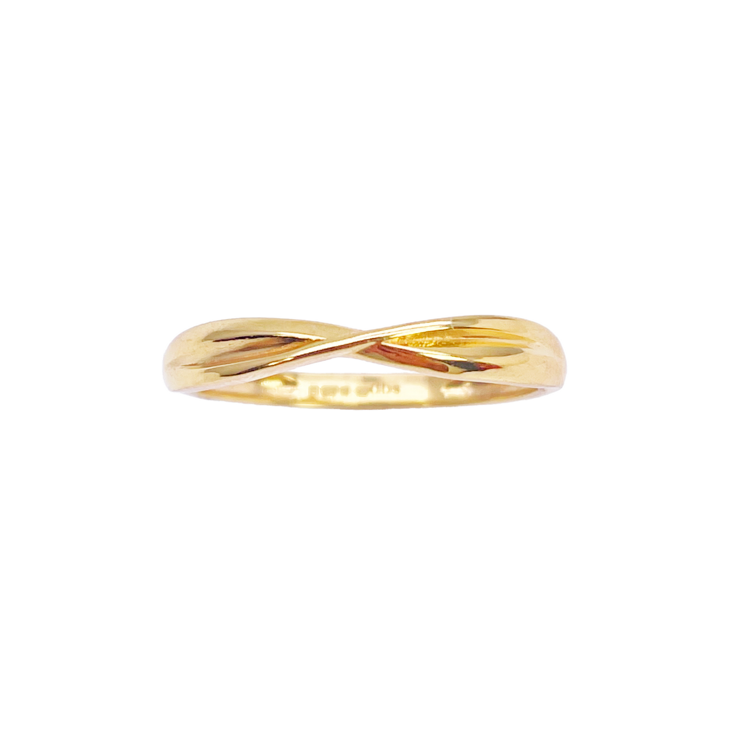 22ct Gold Criss Cross Minimalist Designed Ring High Polished 3 mm Width Size N 