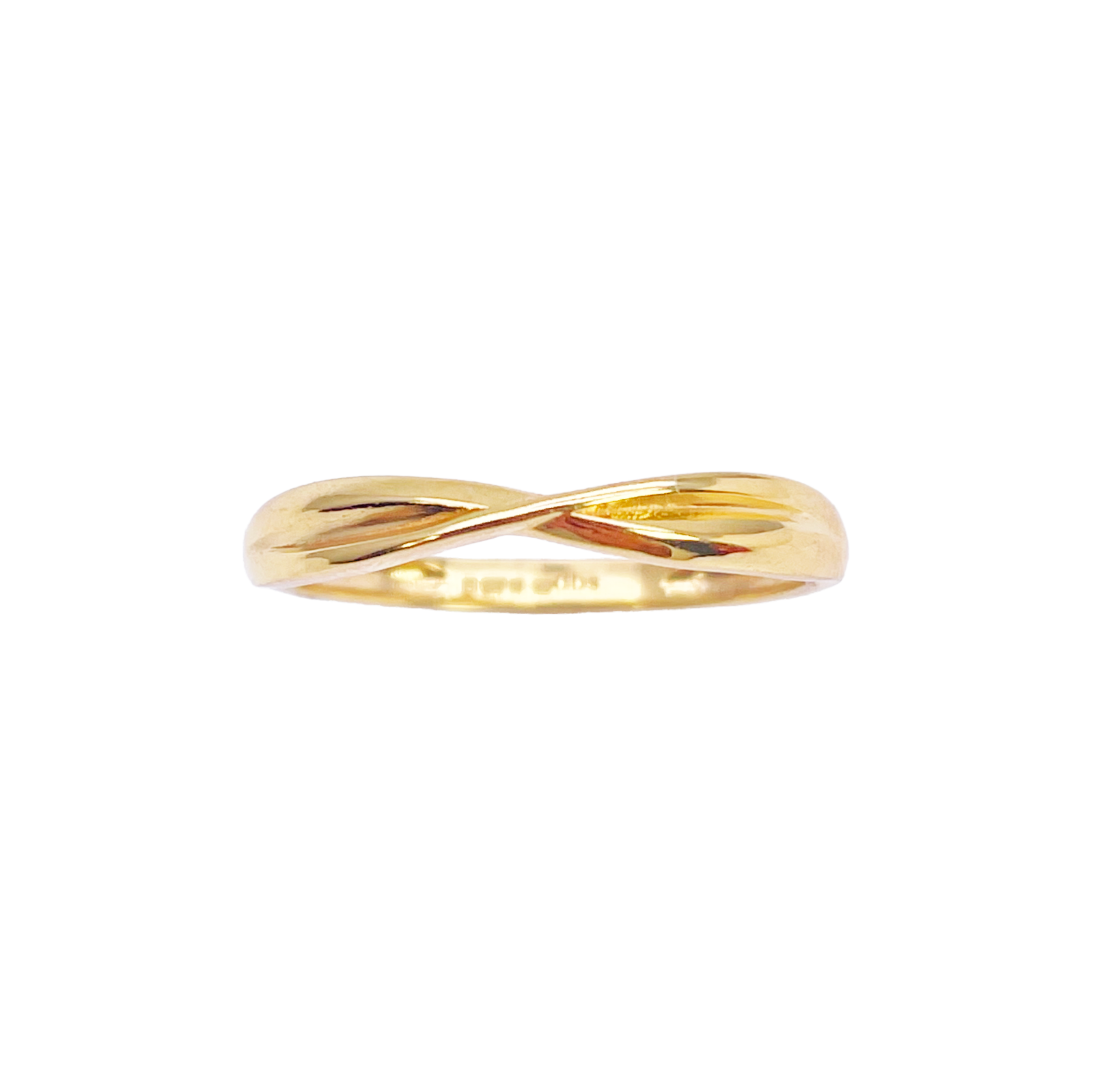 22ct Gold Criss Cross Minimalist Designed Ring High Polished 3 mm Width Size N 