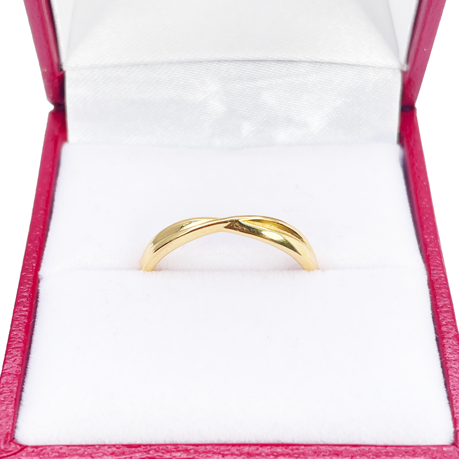 22ct Gold Criss Cross Minimalist Designed Ring High Polished 3 mm Width Size N 