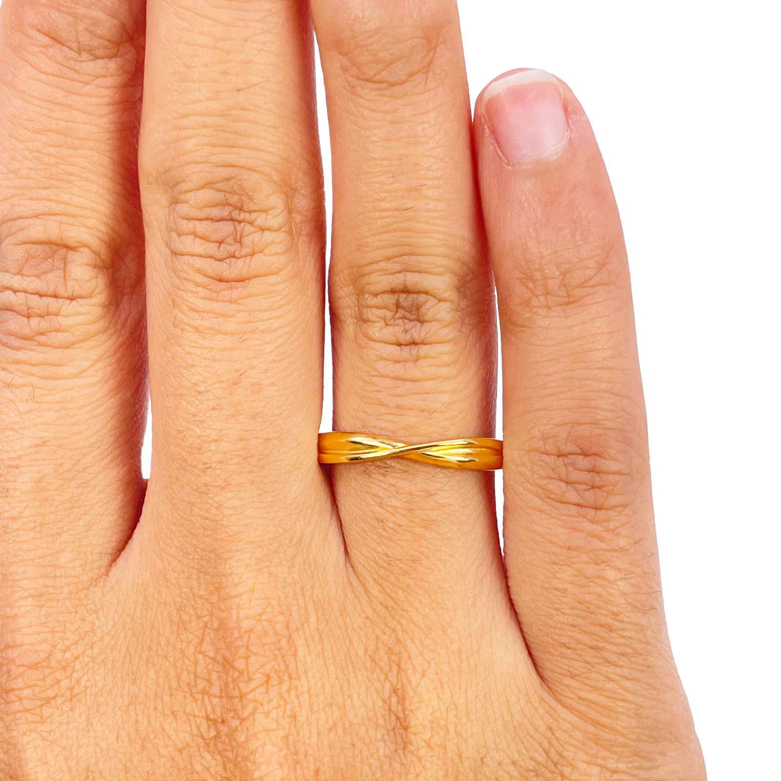 22ct Gold Criss Cross Minimalist Designed Ring High Polished 3 mm Width Size N 