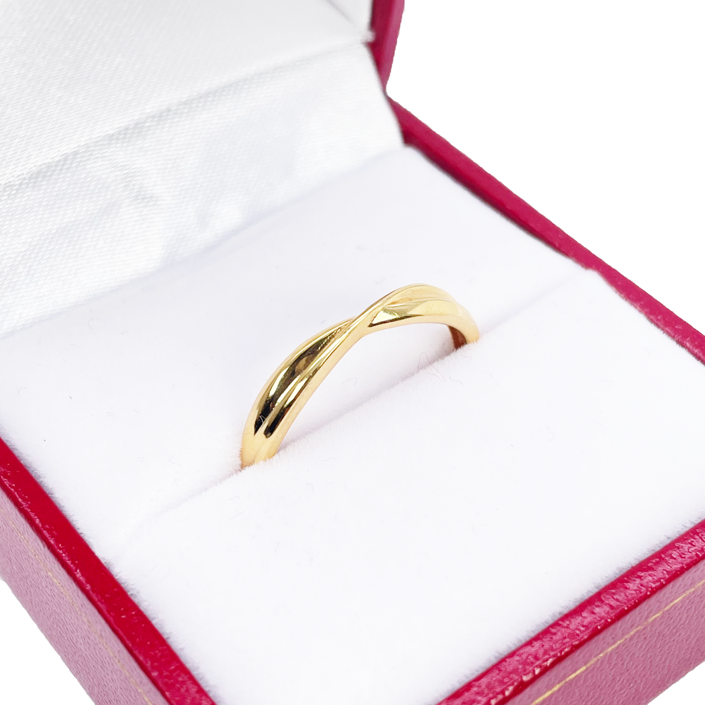 22ct Gold Criss Cross Minimalist Designed Ring High Polished 3 mm Width Size N 