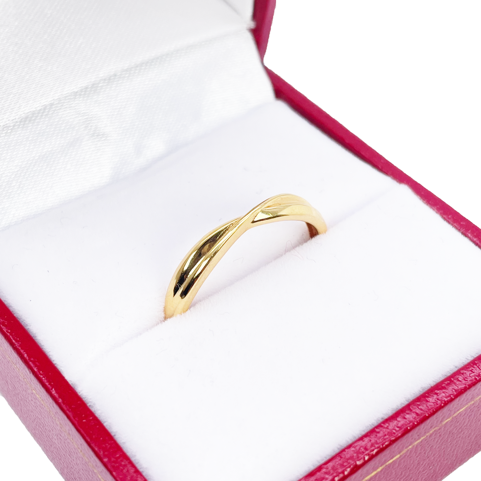 22ct Gold Criss Cross Minimalist Designed Ring High Polished 3 mm Width Size N 