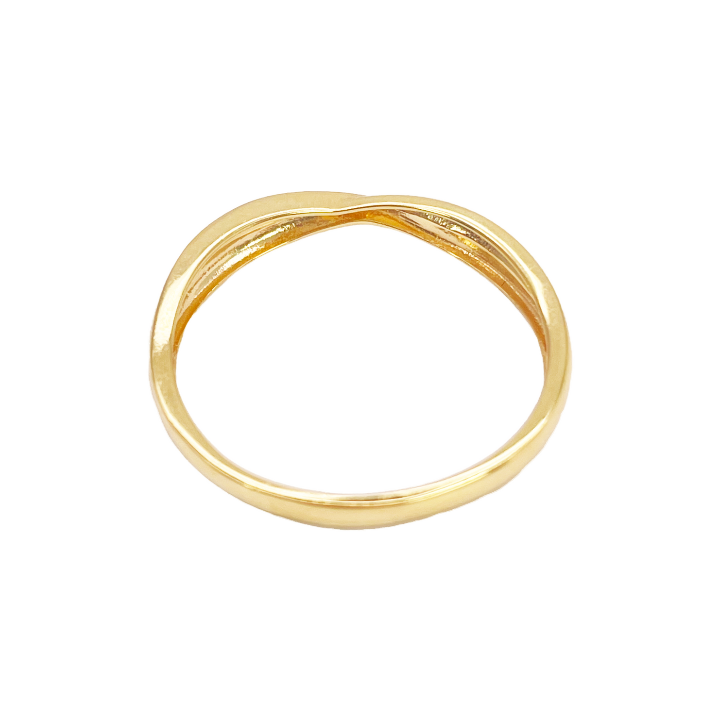 22ct Gold Criss Cross Minimalist Designed Ring High Polished 3 mm Width Size N 