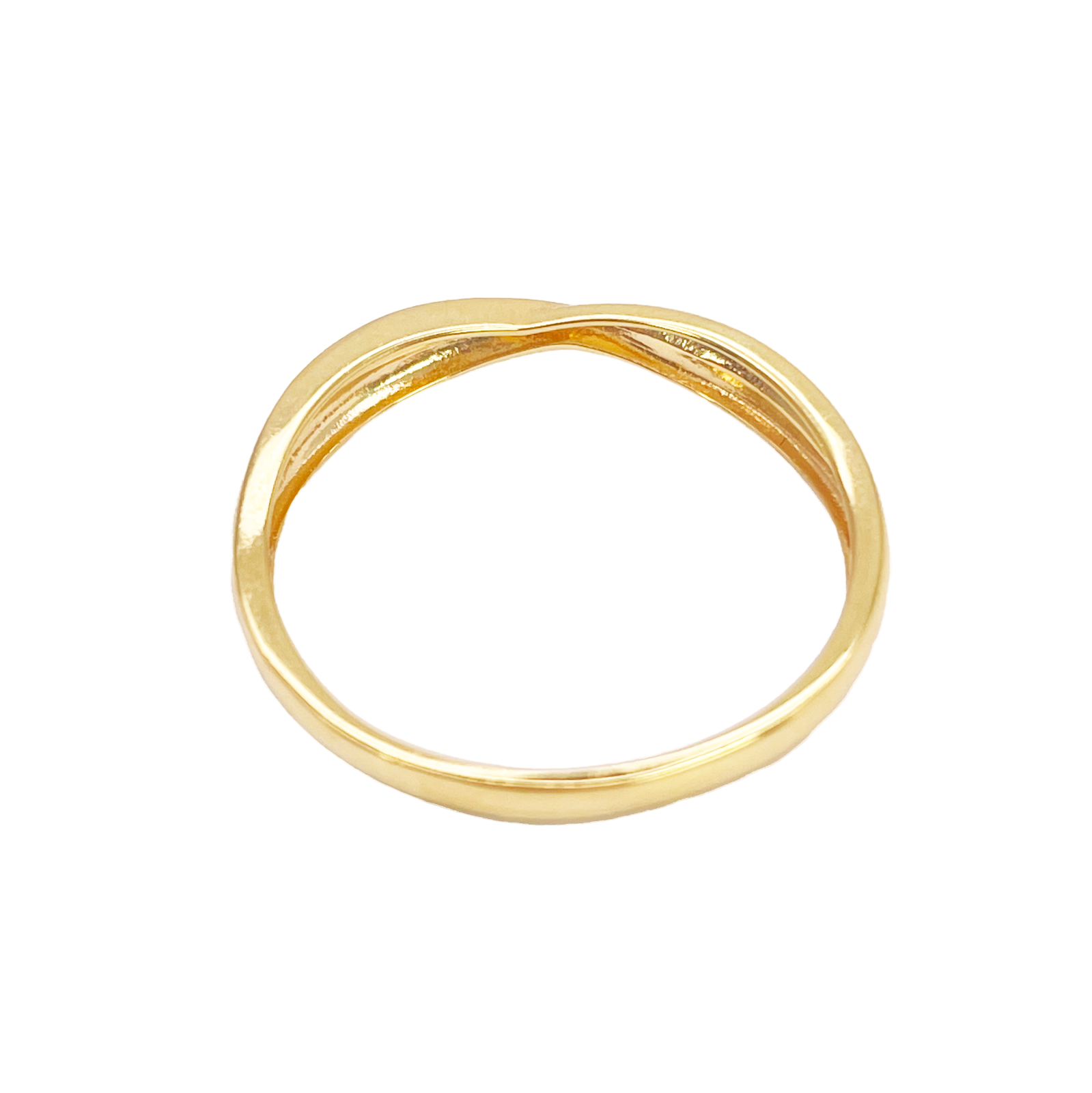 22ct Gold Criss Cross Minimalist Designed Ring High Polished 3 mm Width Size N 