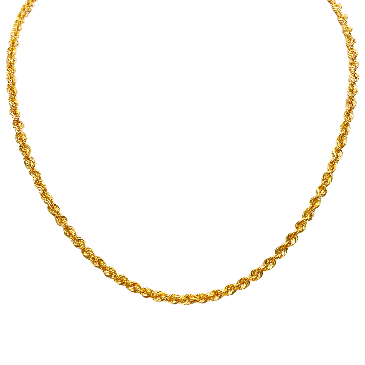 22ct Gold Rope Chain Lightweight Necklace 24 Inches 3 mm Width 