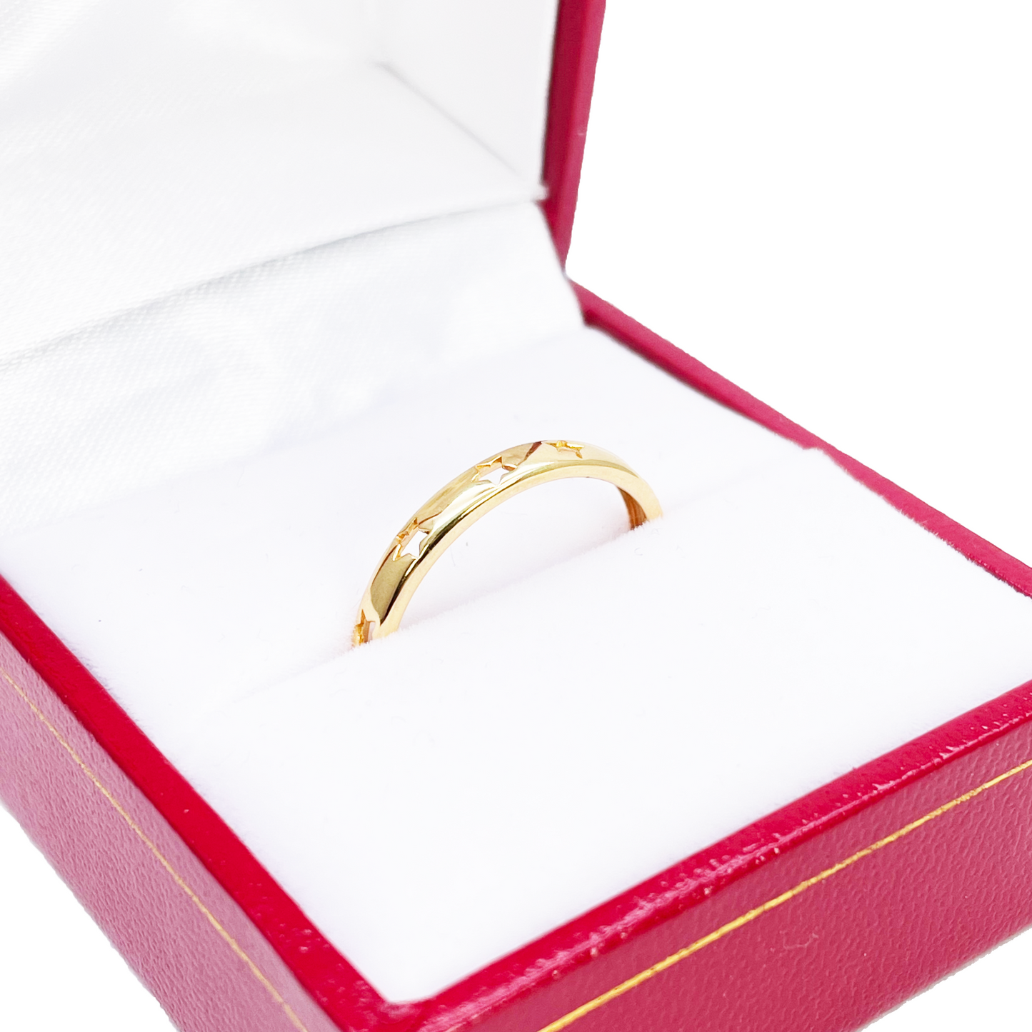 22ct Gold Star Cutout Ring High Polished 2.7 mm Width Size N 