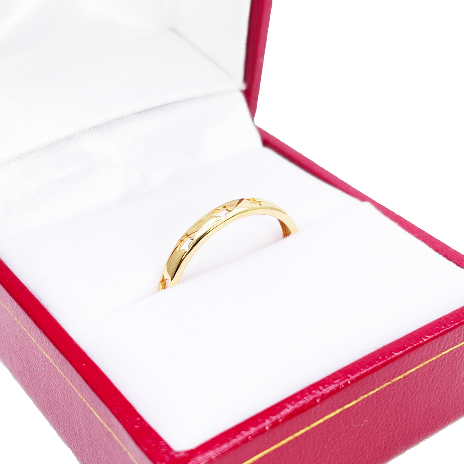 22ct Gold Star Cutout Ring High Polished 2.7 mm Width Size N 