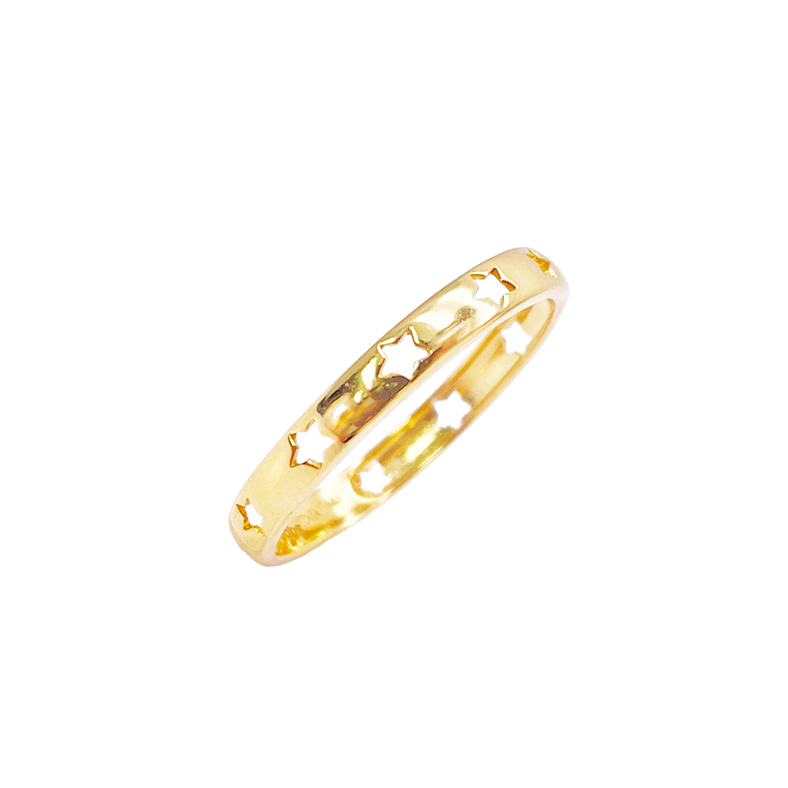 22ct Gold Star Cutout Ring High Polished 2.7 mm Width Size N 
