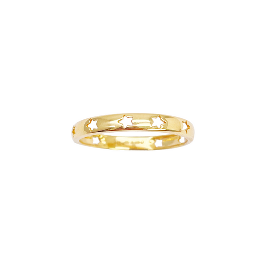 22ct Gold Star Cutout Ring High Polished 2.7 mm Width Size N 