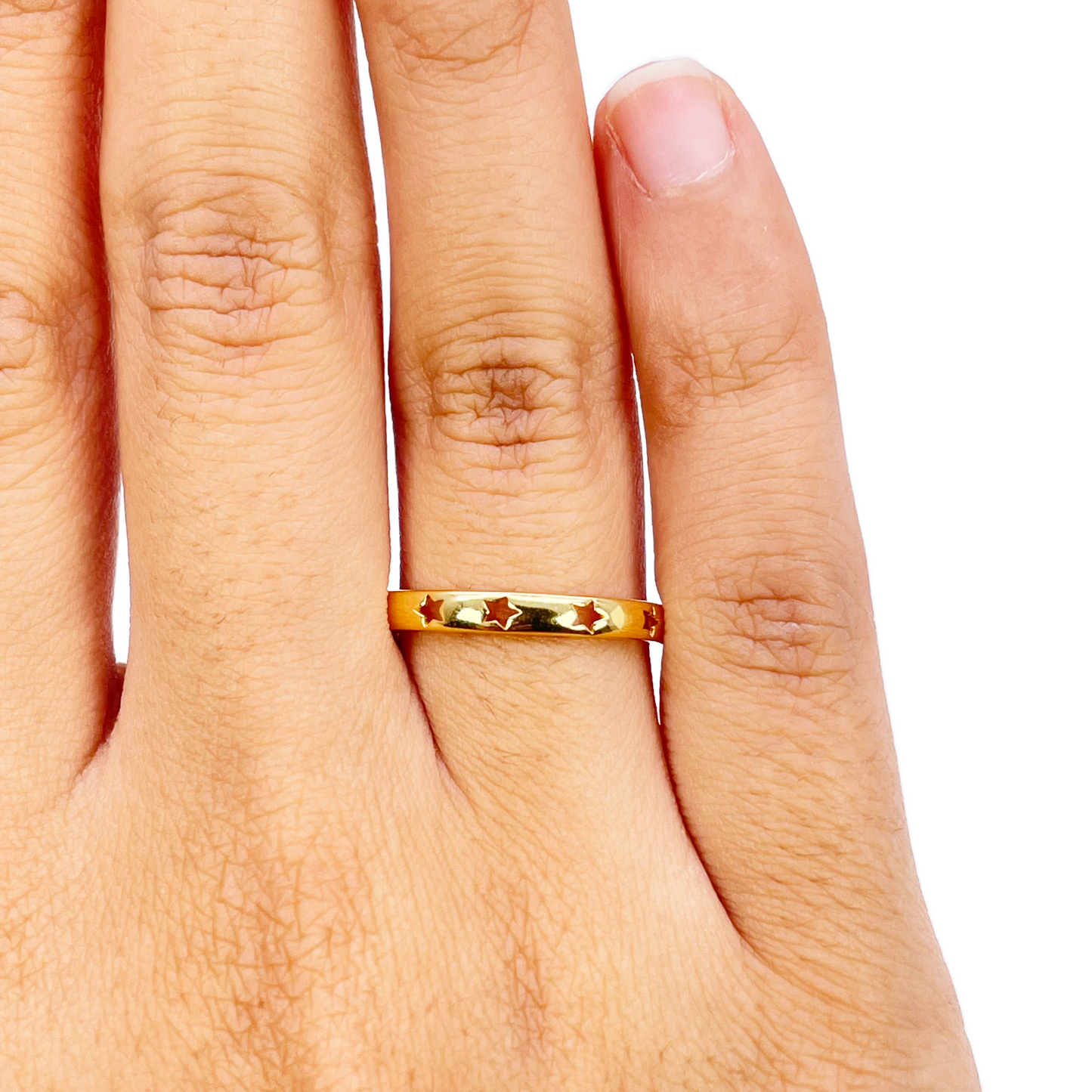 22ct Gold Star Cutout Ring High Polished 2.7 mm Width Size N 