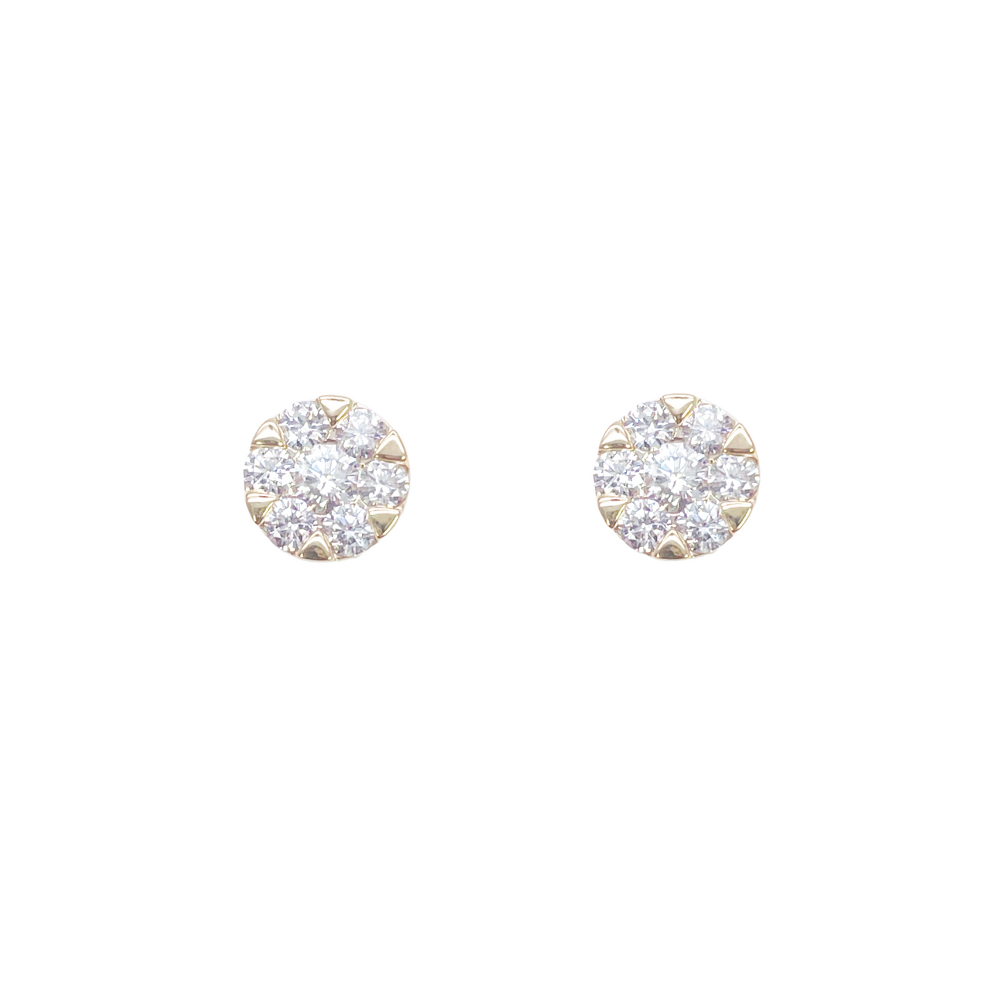 14ct Yellow Gold Natural Diamond Round Cluster Stud Earrings 0.62ct 