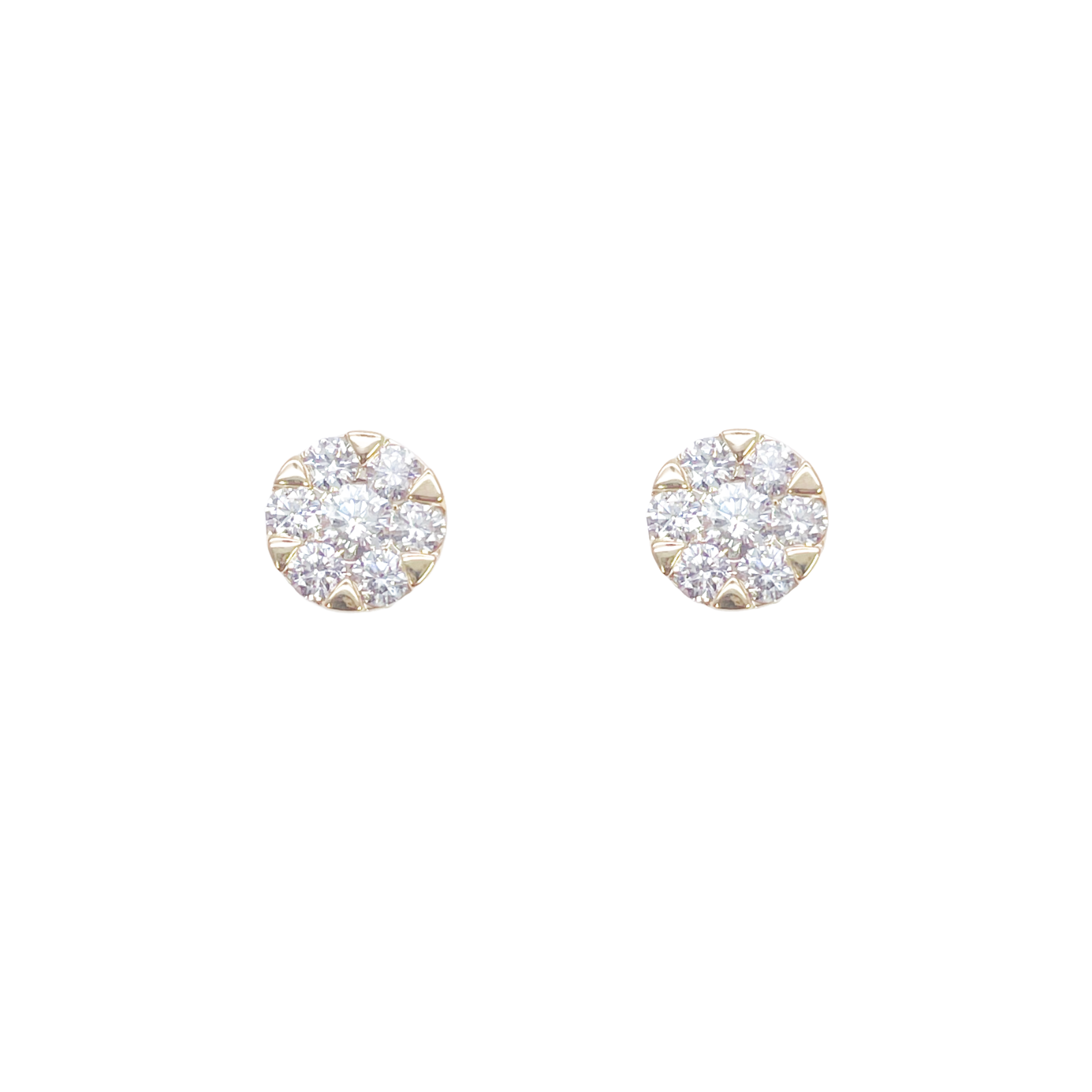 14ct Yellow Gold Natural Diamond Round Cluster Stud Earrings 0.62ct 