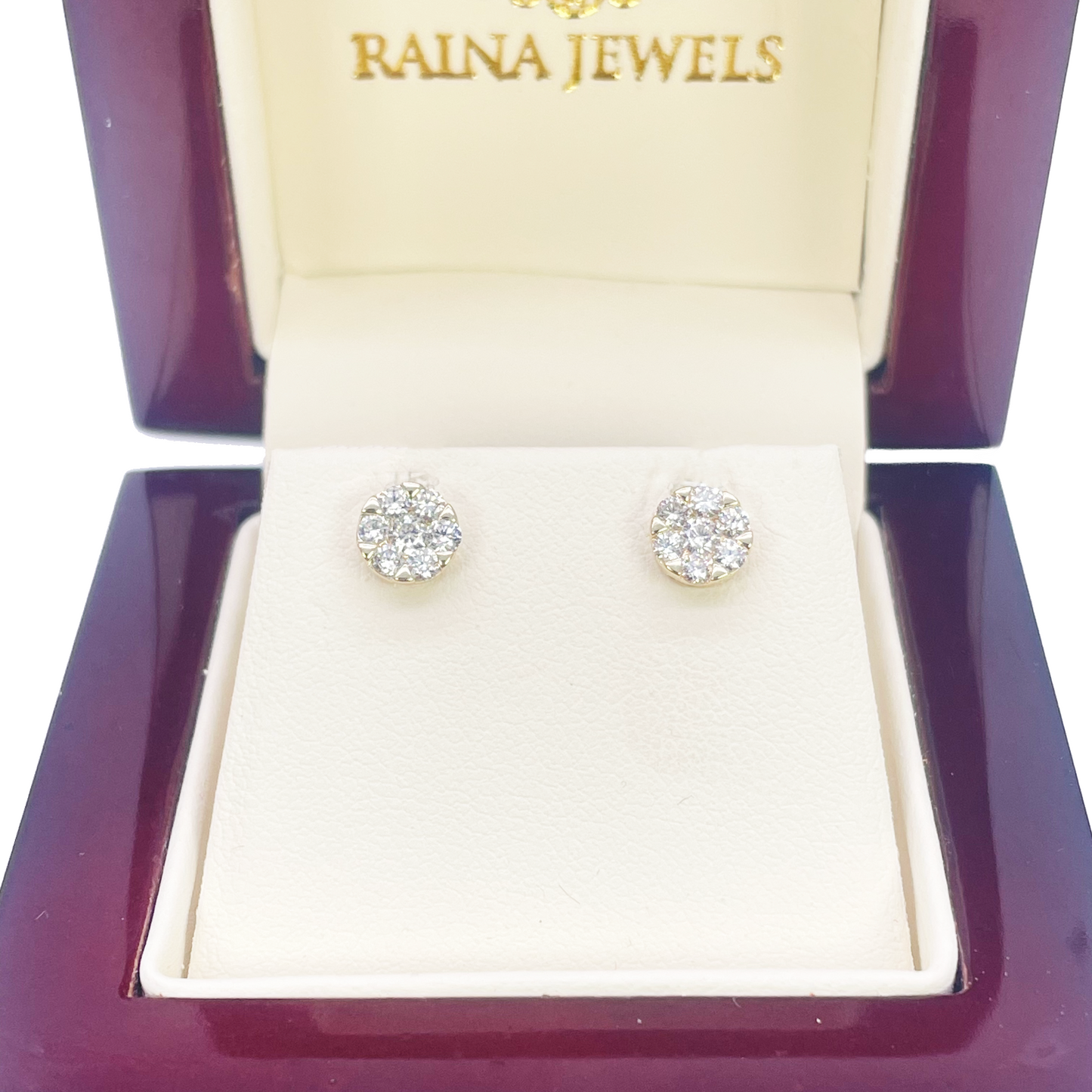 14ct Yellow Gold Natural Diamond Round Cluster Stud Earrings 0.49ct 