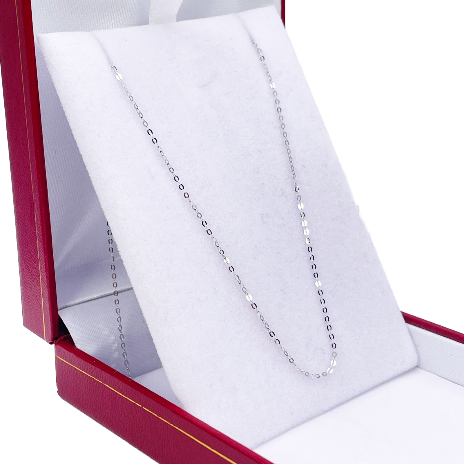 Platinum Cable Trace Link Chain Necklace 16 Inches 0.9mm Width 