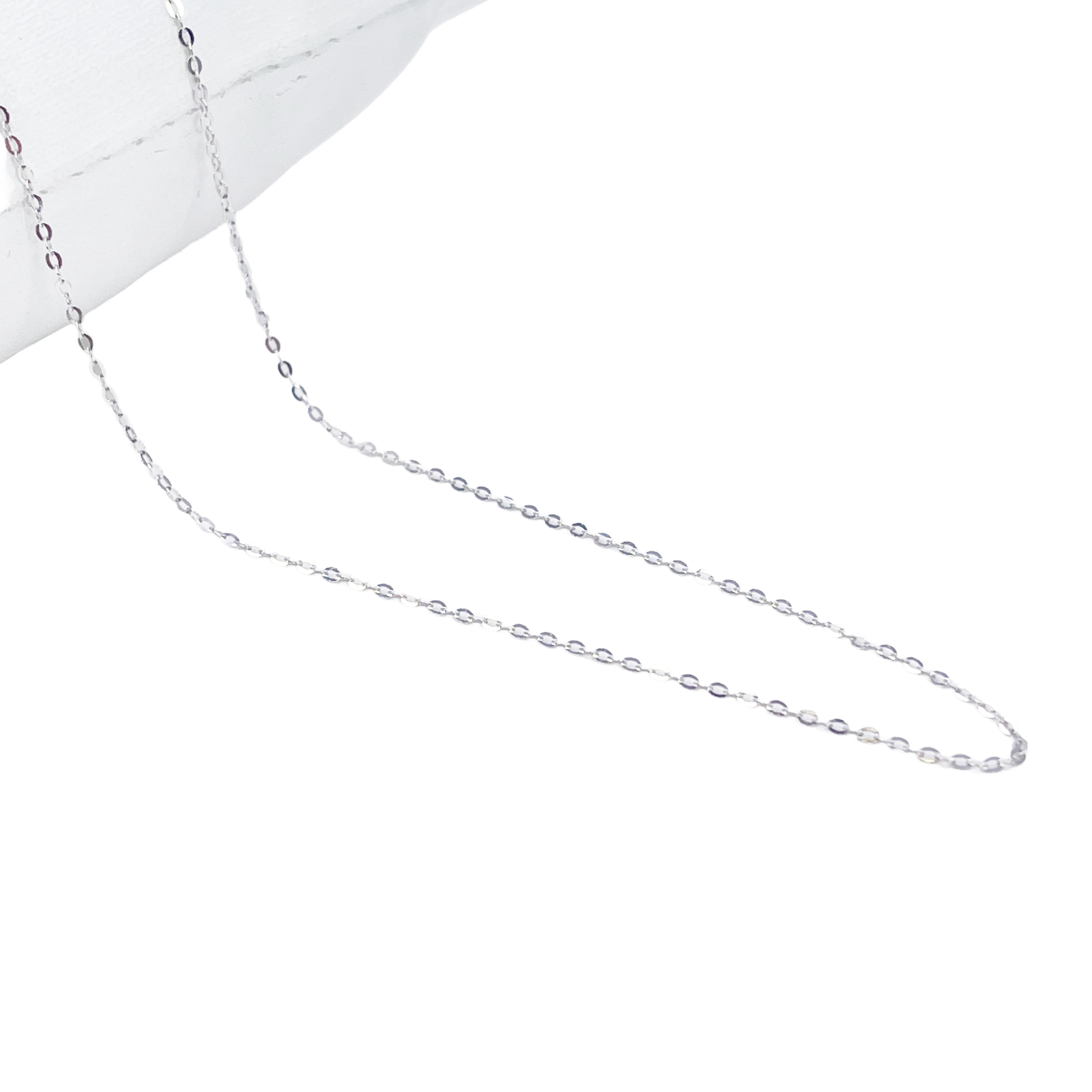 Platinum Cable Trace Link Chain Necklace 16 Inches 0.9mm Width 